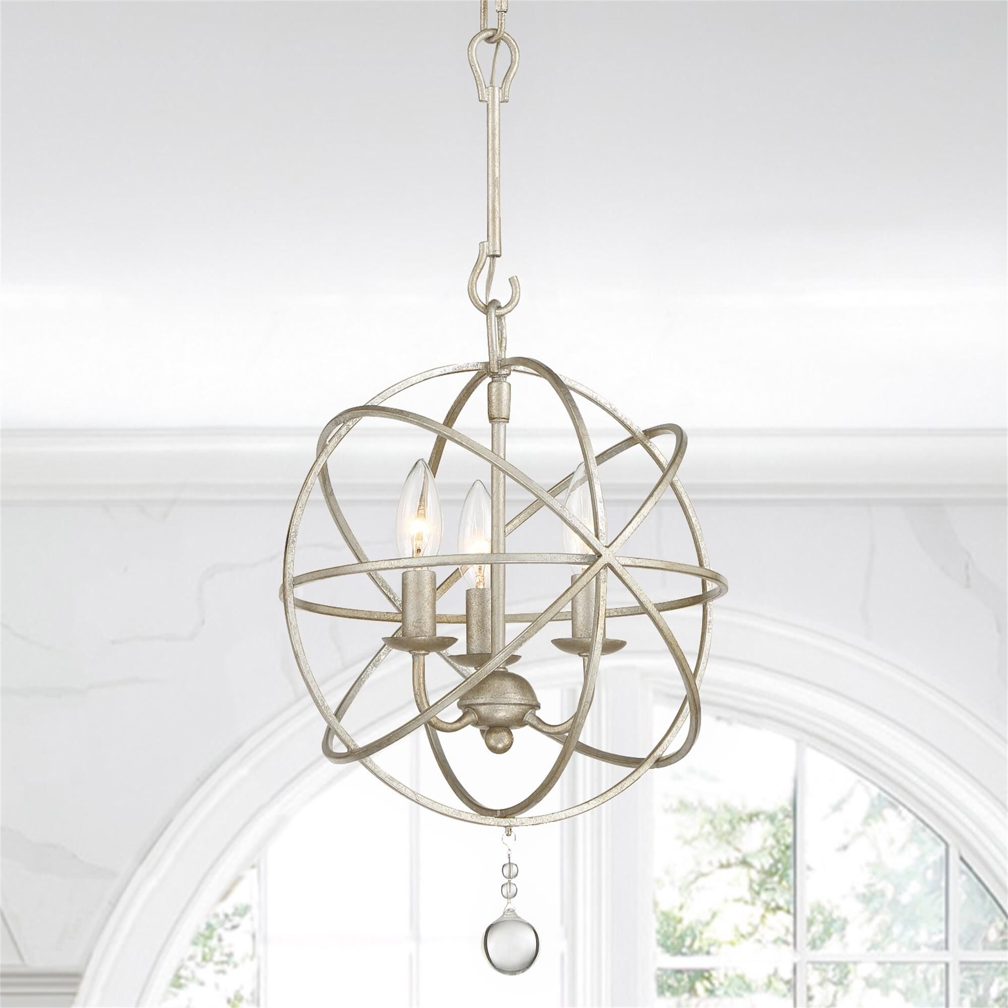 Shown in Olde Silver finish and Clear Glass Drops crystal