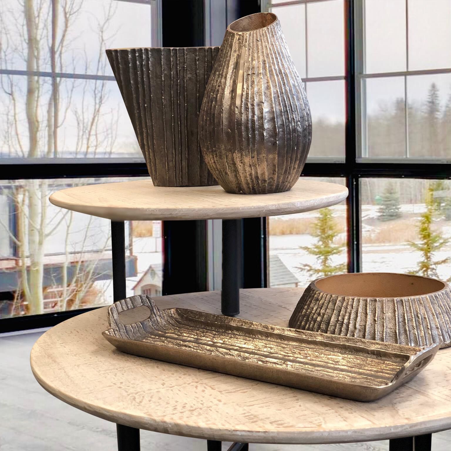 Organic Grooved Tray by Howard Elliott Collection