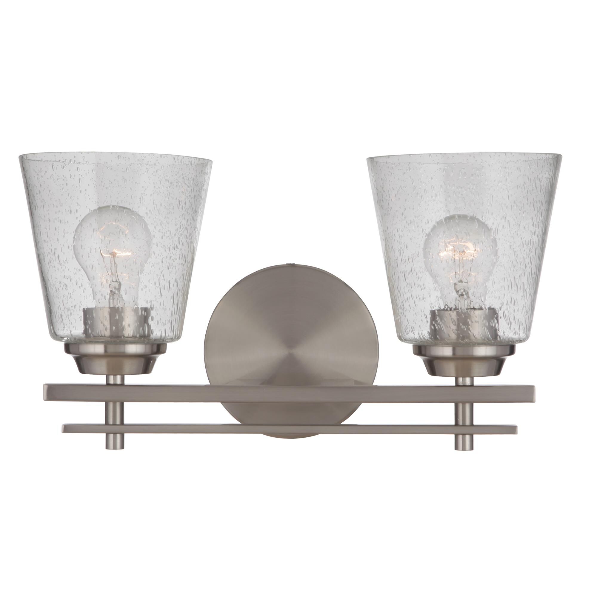 Shown in Brushed Polished Nickel finish and Clear Seeded glass and Glass shade