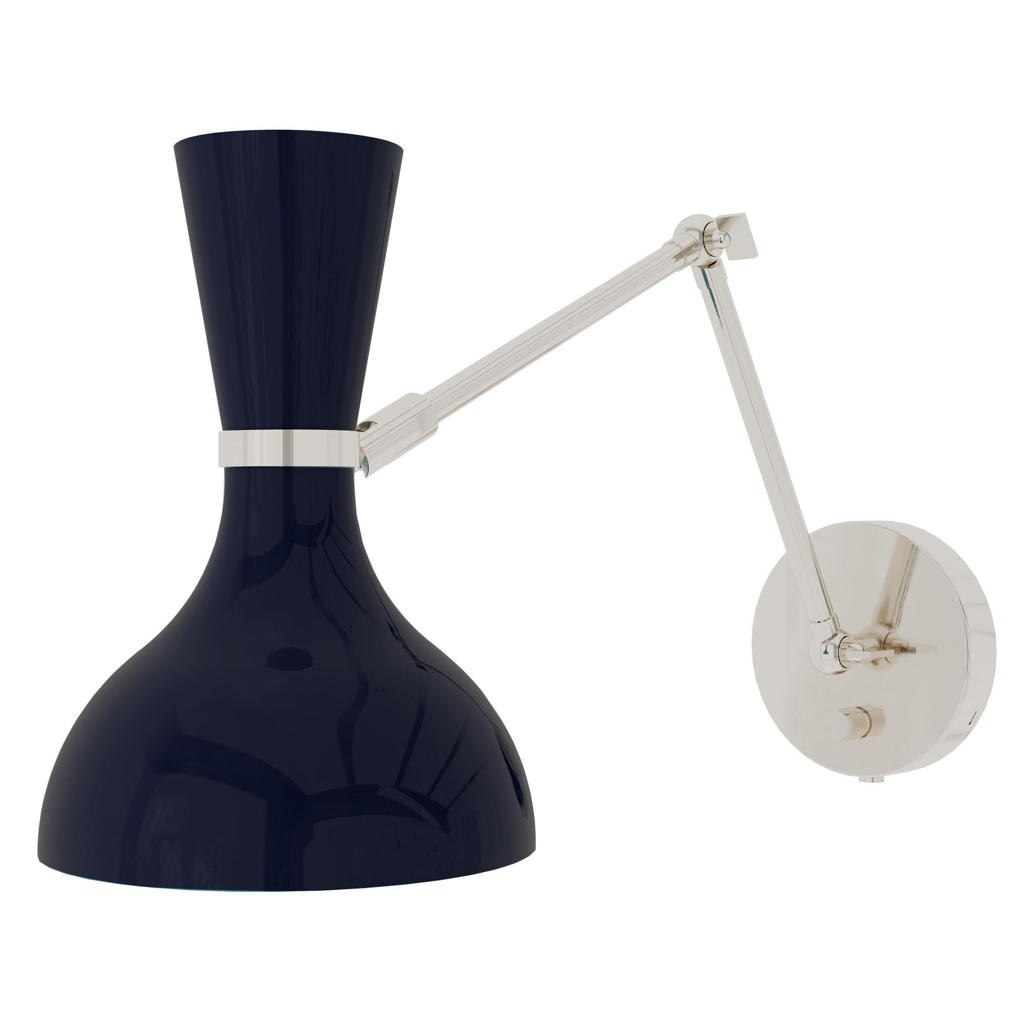 Shown in Polished Nickel finish and Midnight Blue shade