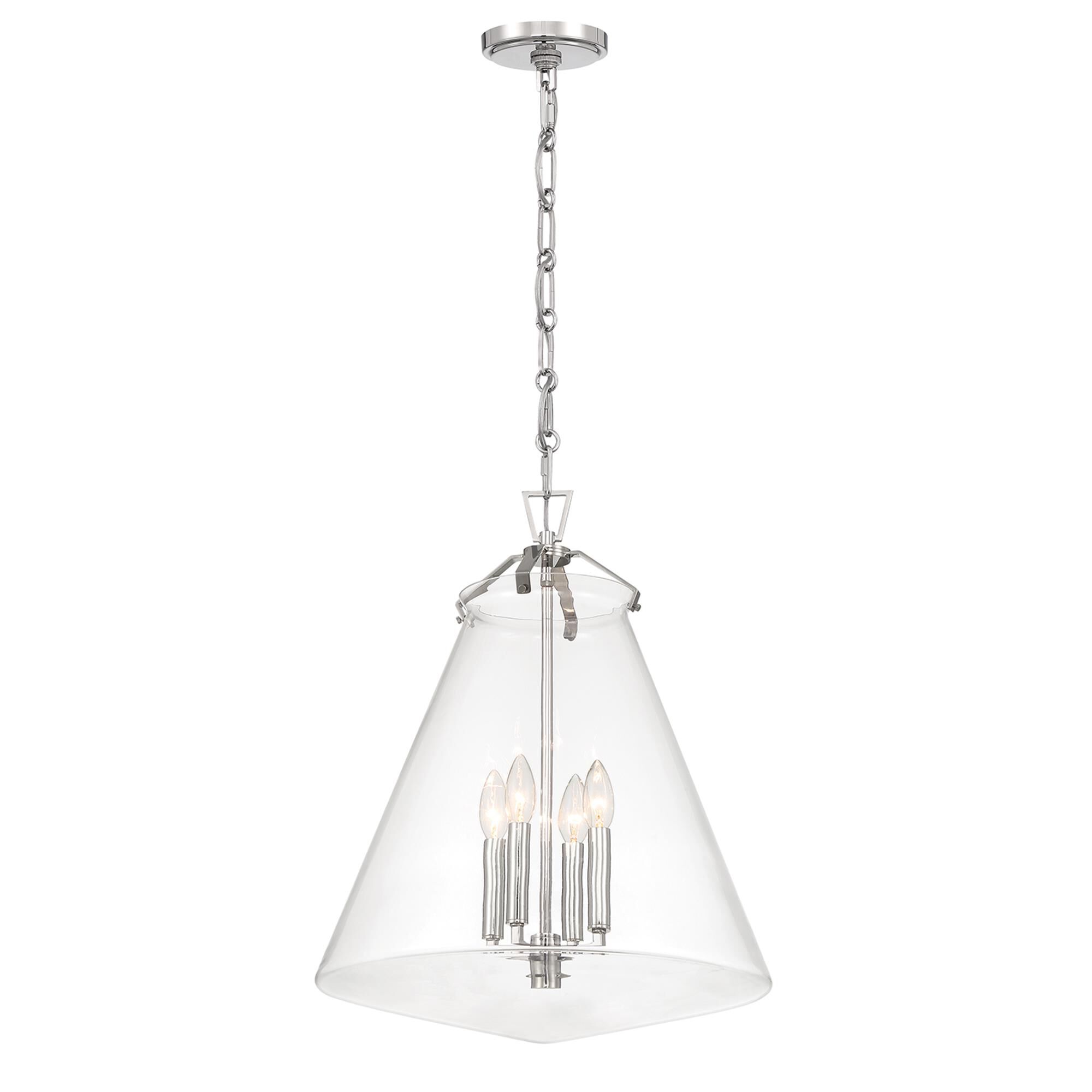 Shown in Polished Nickel finish and Clear glass