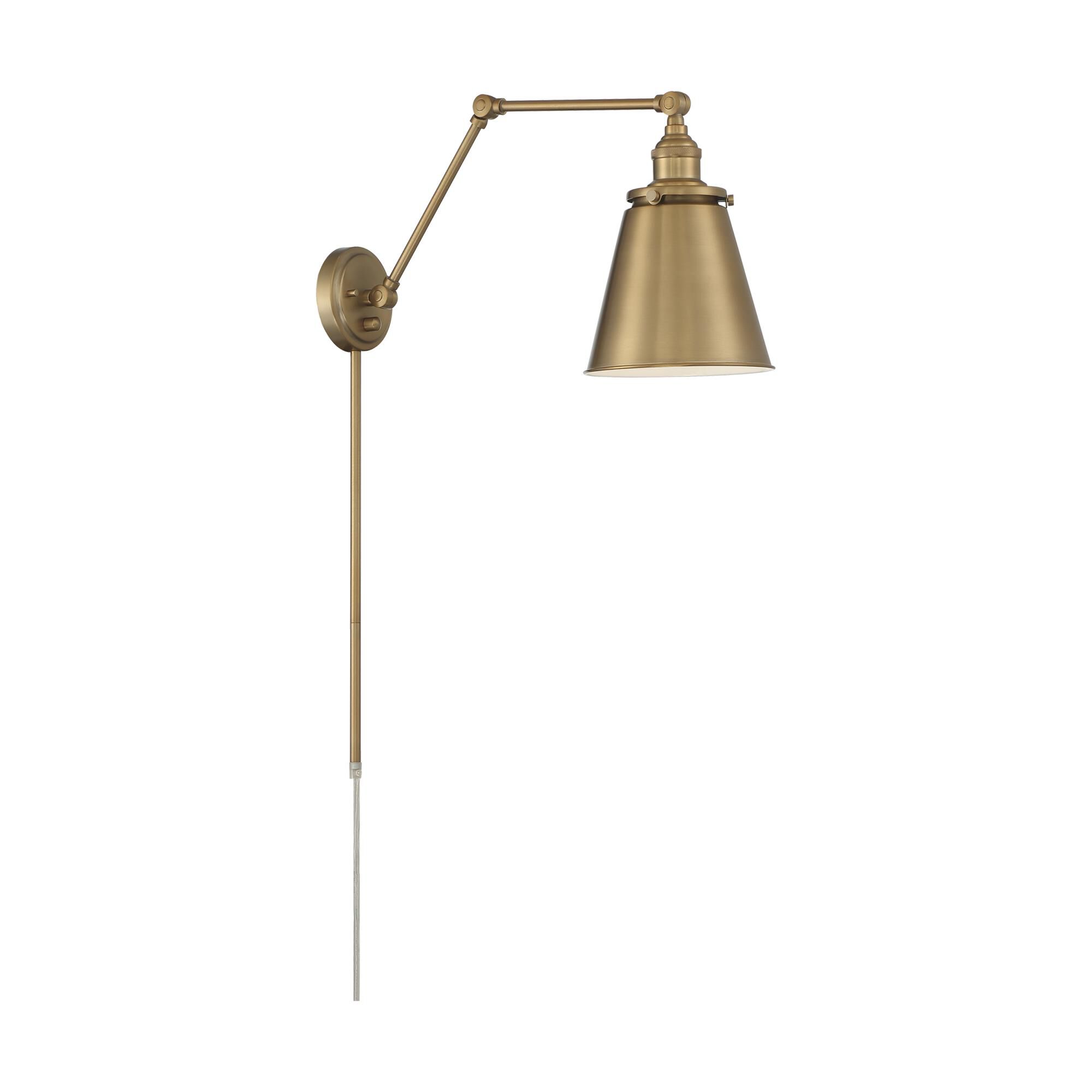 Shown in Burnished Brass finish and Burnished Brass Outside, Painted White Inside shade