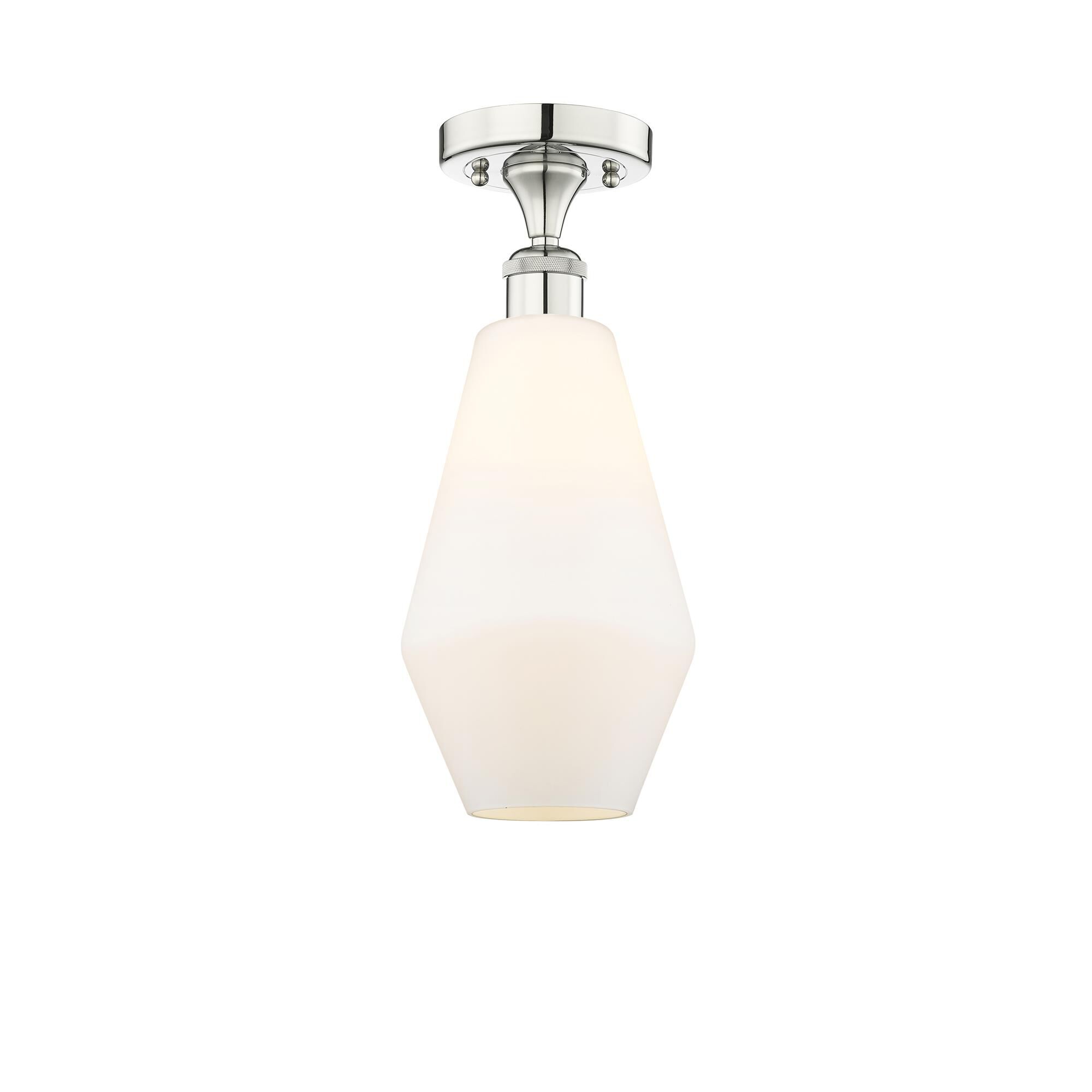 Shown in Polished Nickel finish and Cased Matte White glass