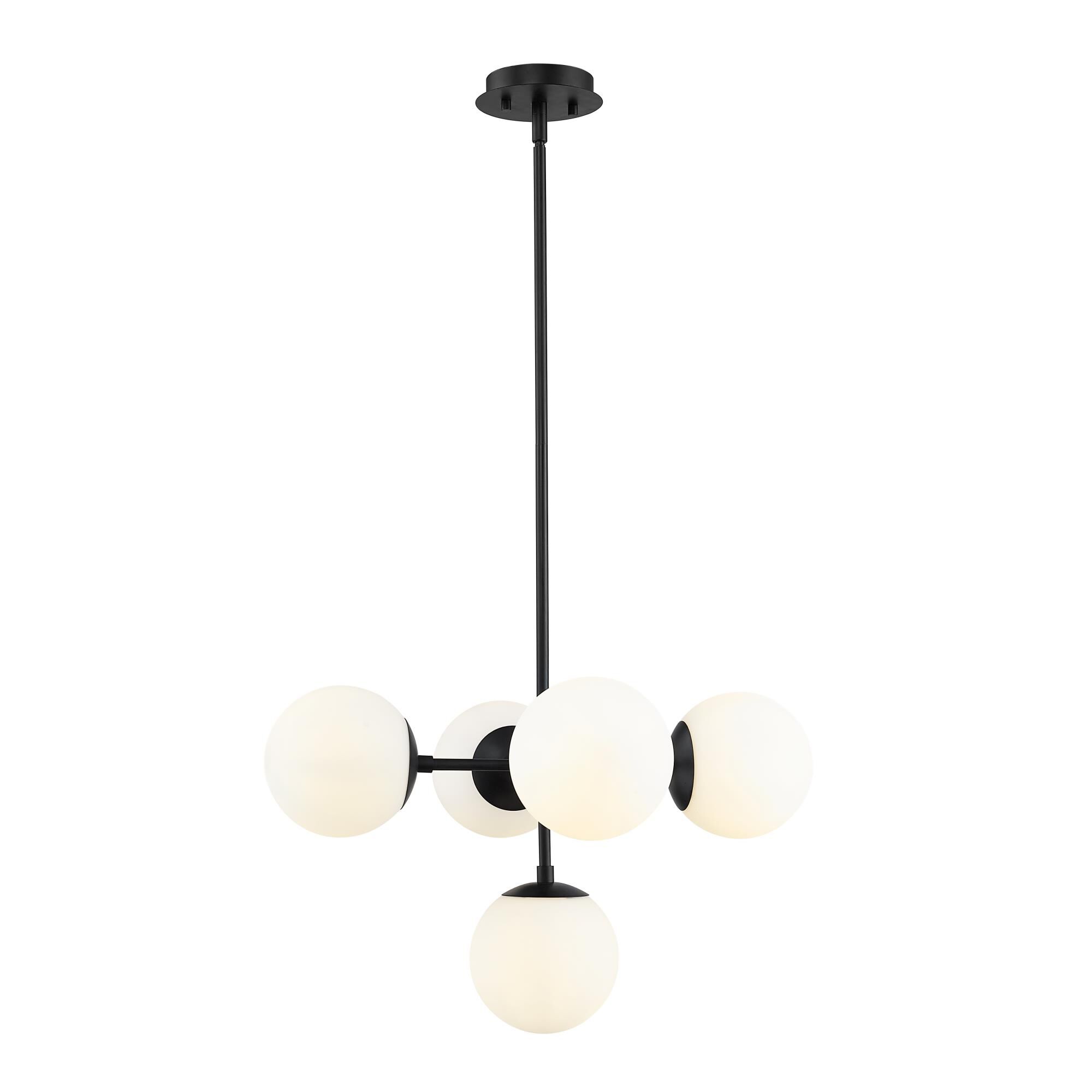 Shown in Matte Black finish and Glass shade