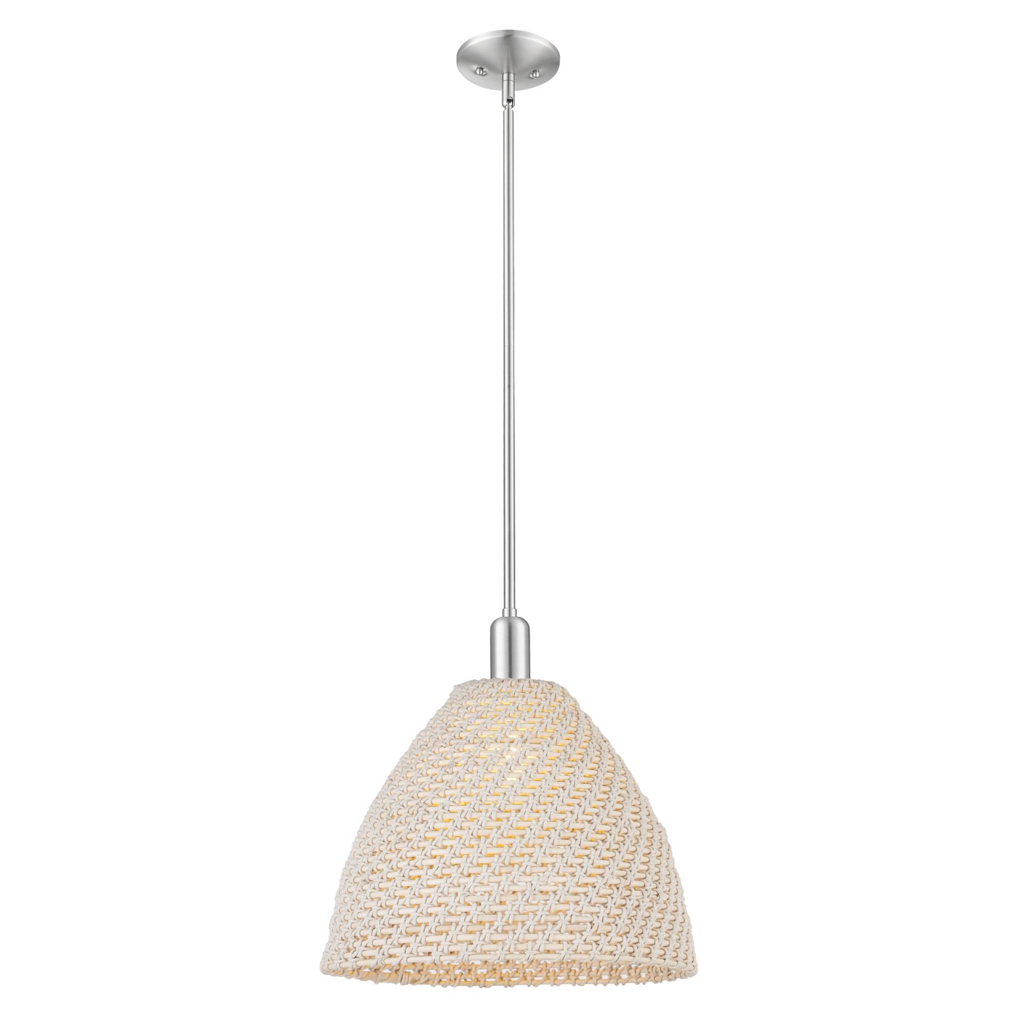 Shown in Brushed Satin Nickel finish and Natural shade