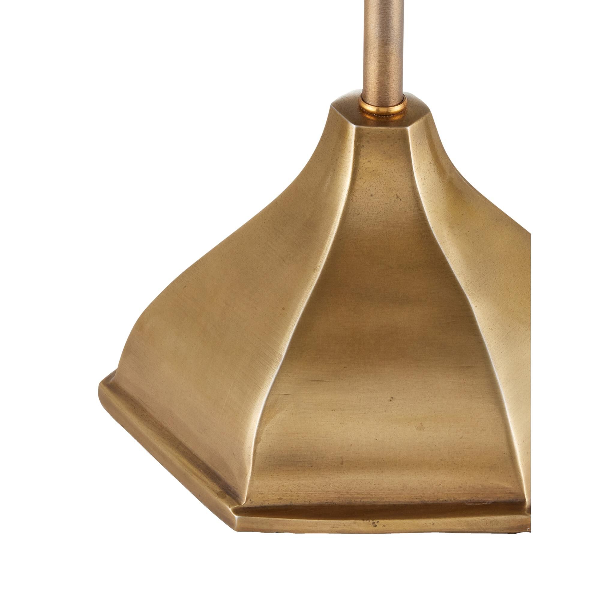 Shown in Antique Brass and Black finish and Black Matte Metal shade