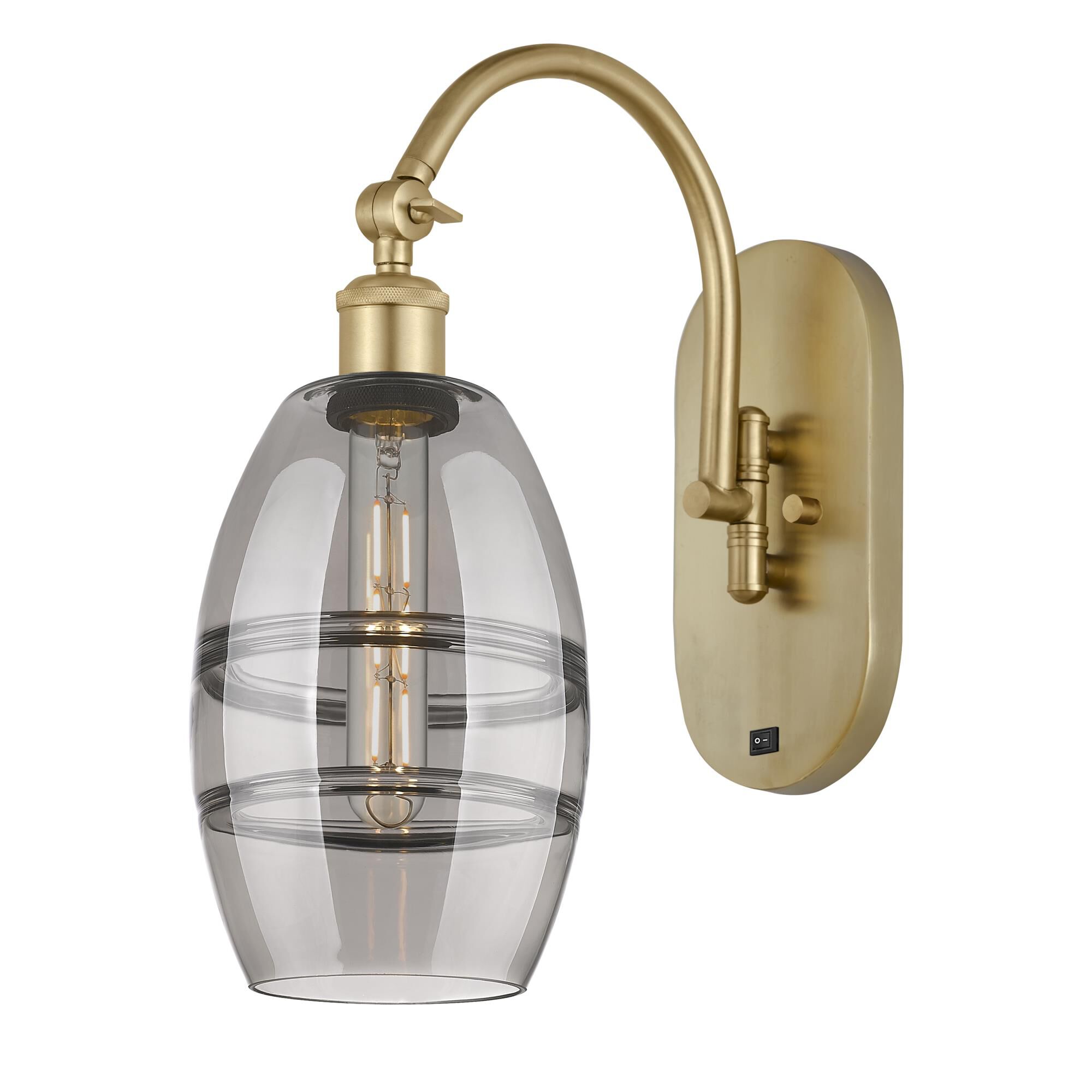 Shown in Satin Gold finish and Light Smoke glass