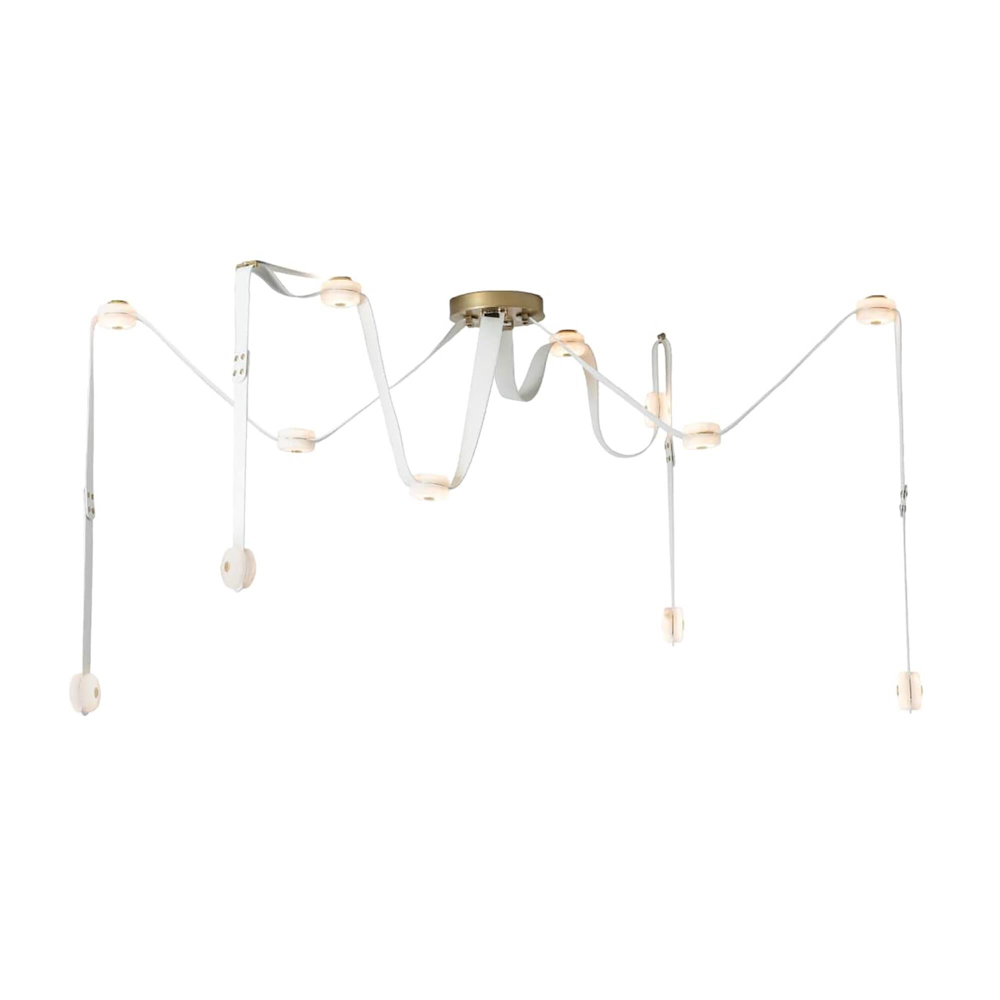 Shown in Modern Brass finish and White Leather accent