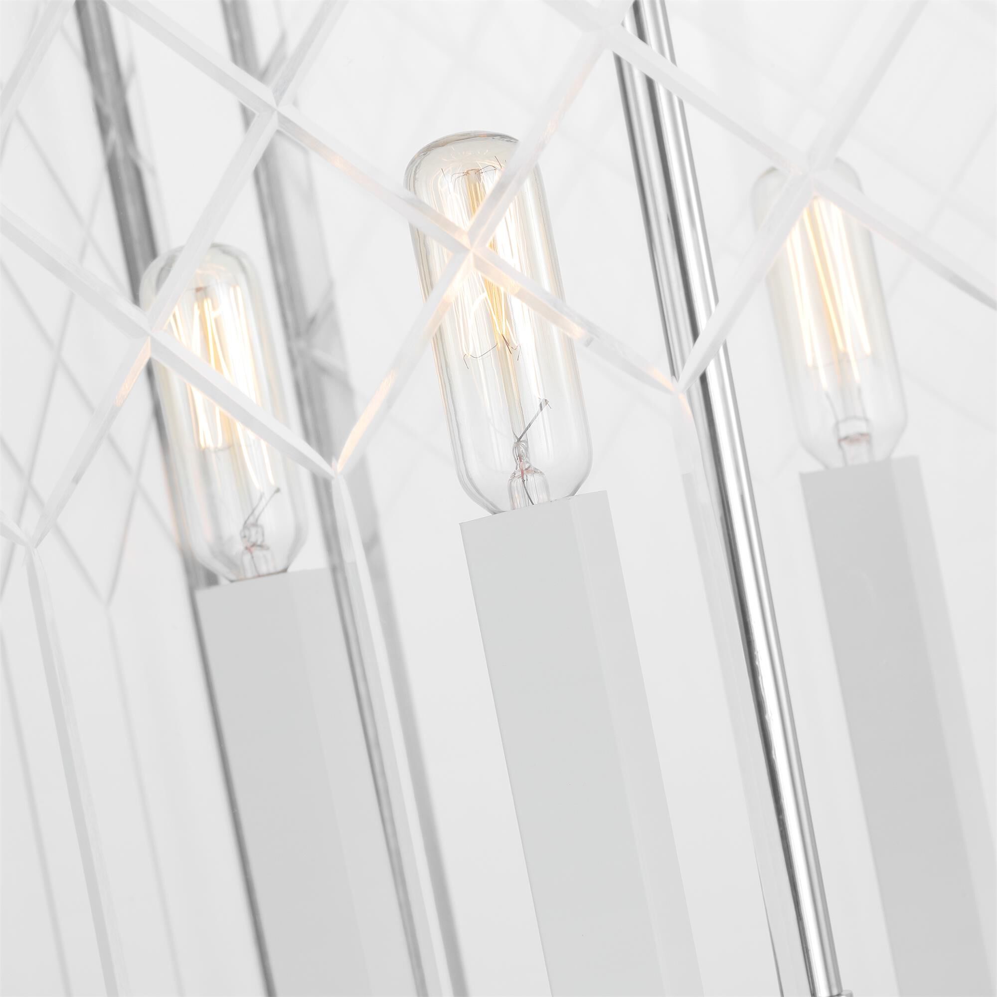 Shown in Polished Nickel finish and Clear With Diamond Cut Pattern glass