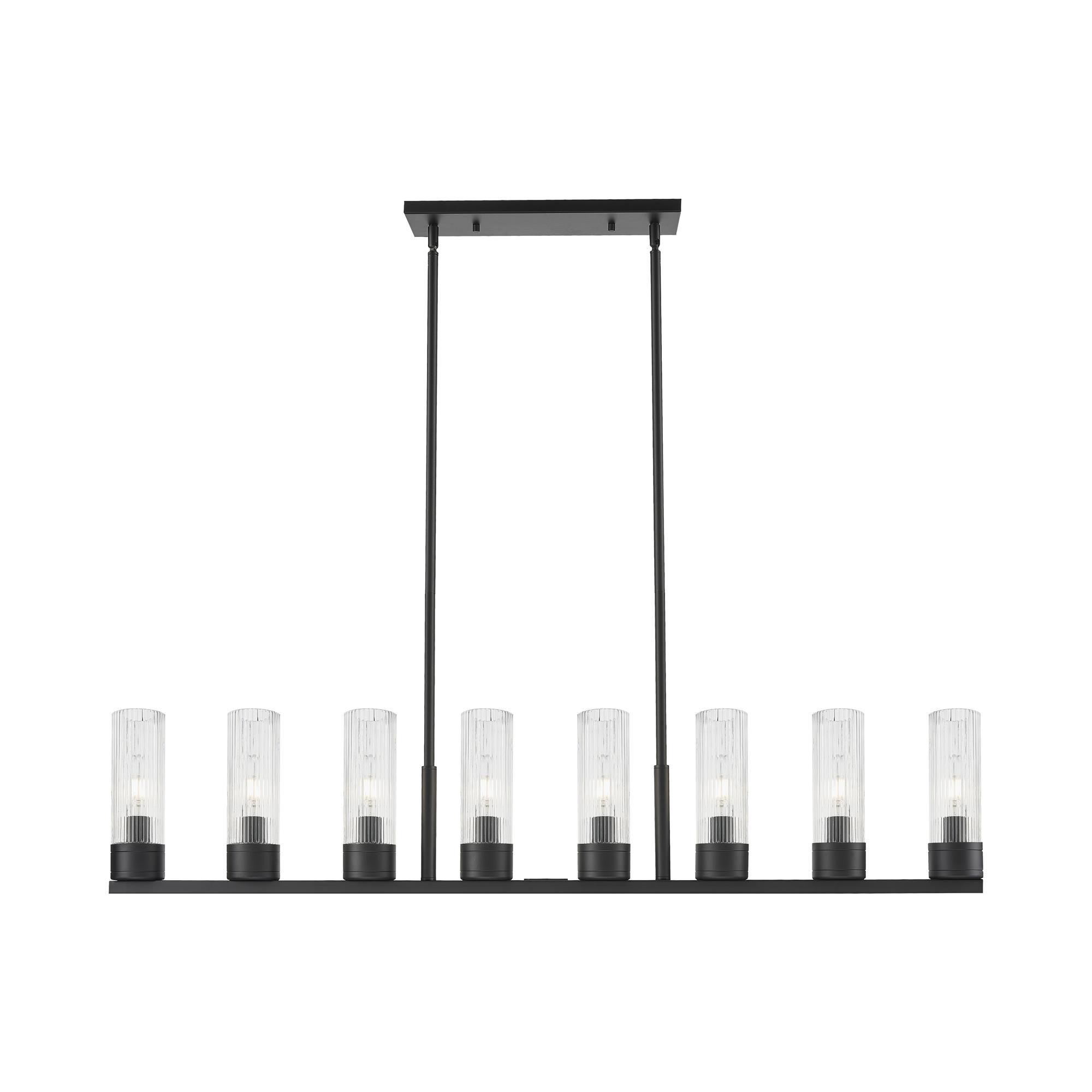Shown in Matte Black finish and Striped Clear glass