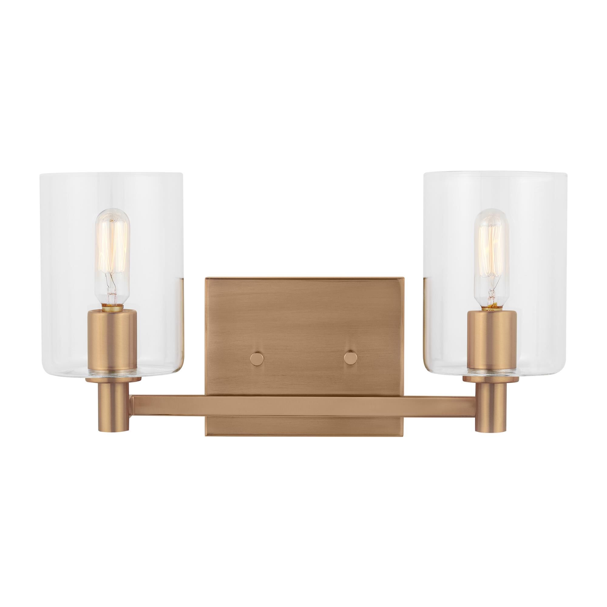 Shown in Satin Brass finish and Clear glass and Clear Glass s shade