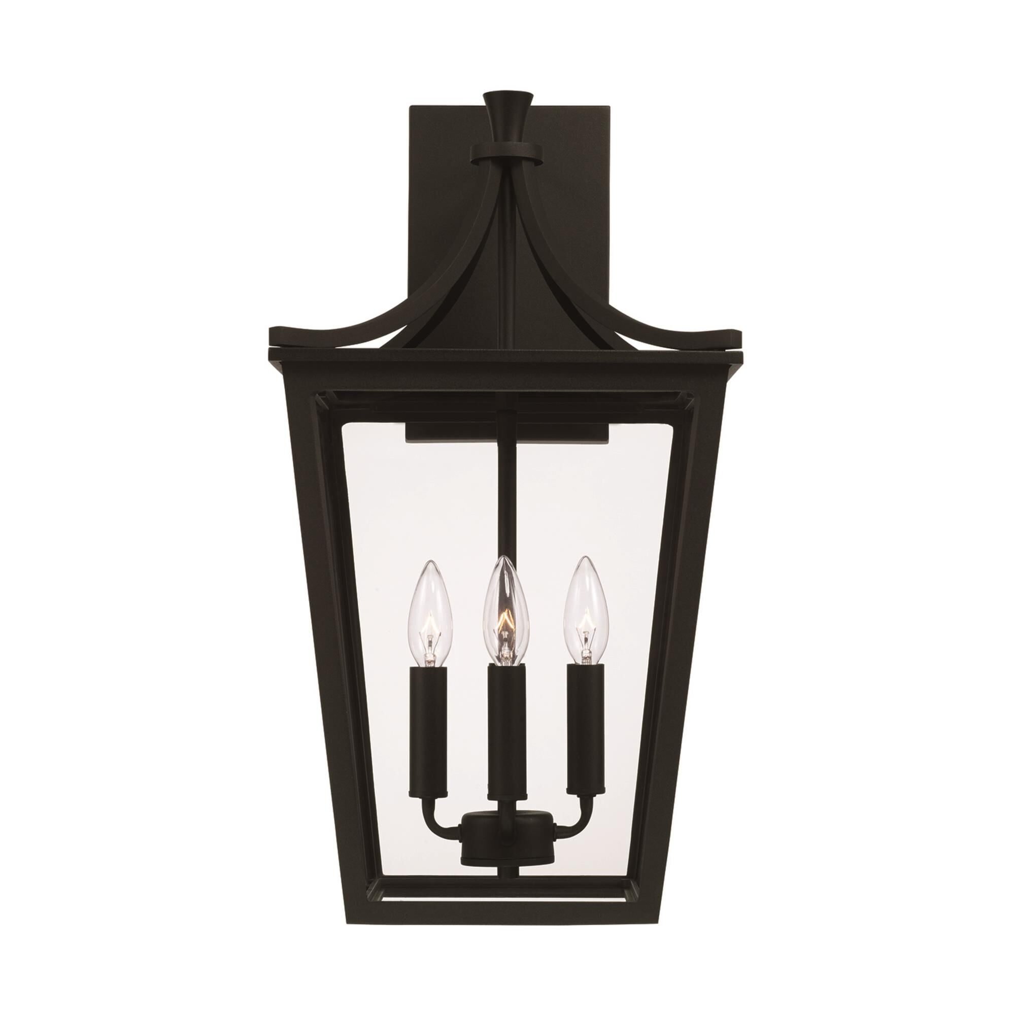 Shown in Black finish and Clear glass