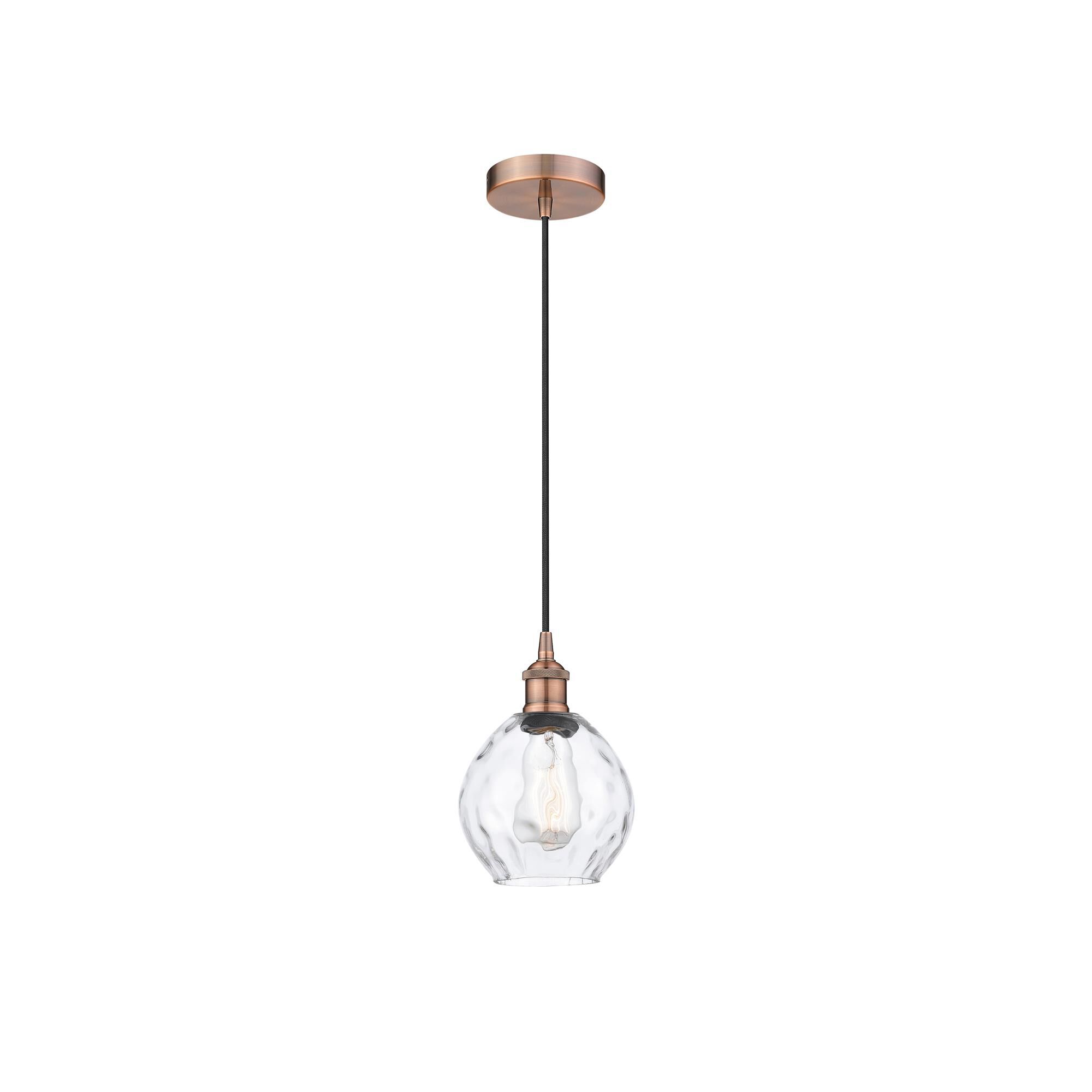 Shown in Antique Copper finish and Clear Small Waverly glass