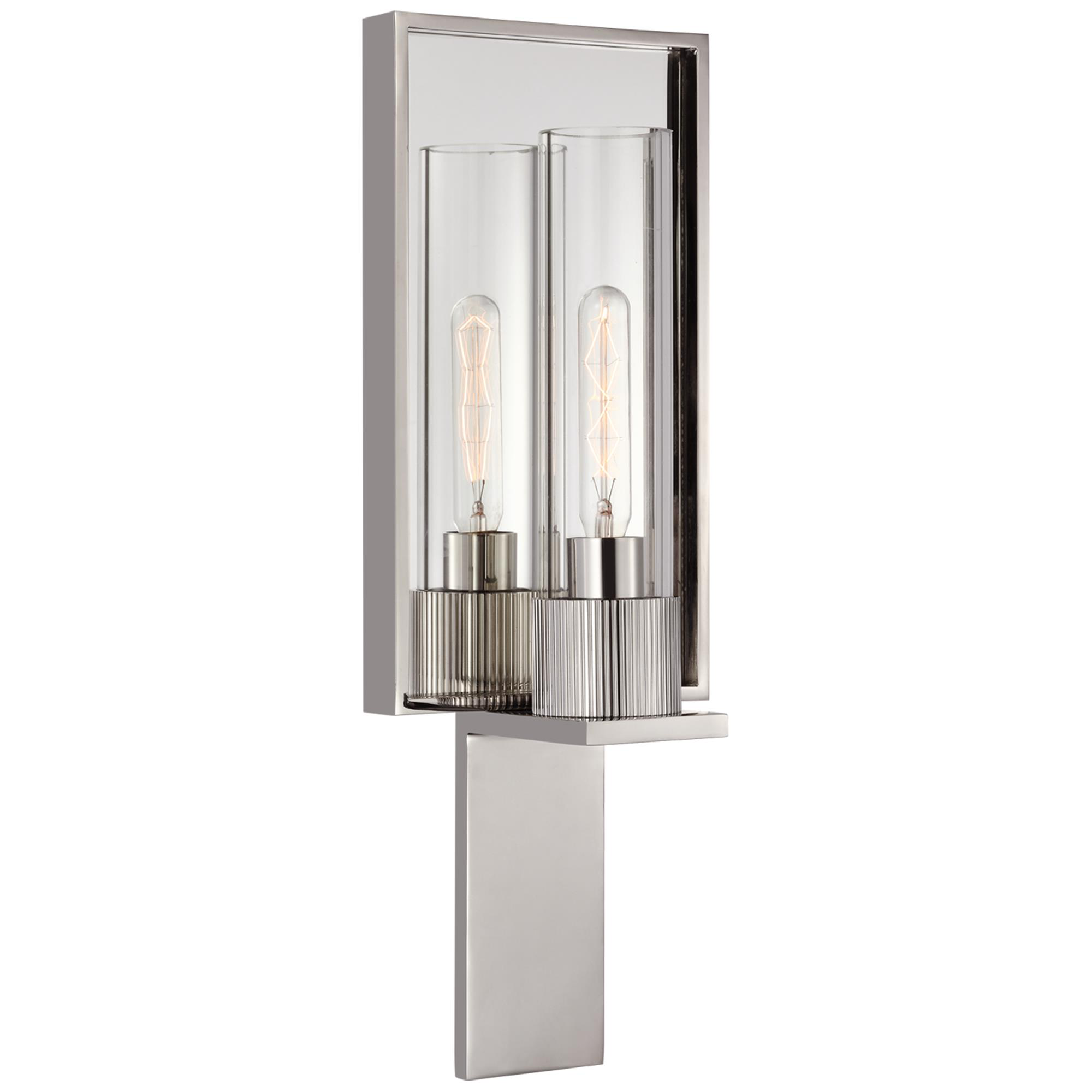 Shown in Polished Nickel and Mirror finish and Clear glass