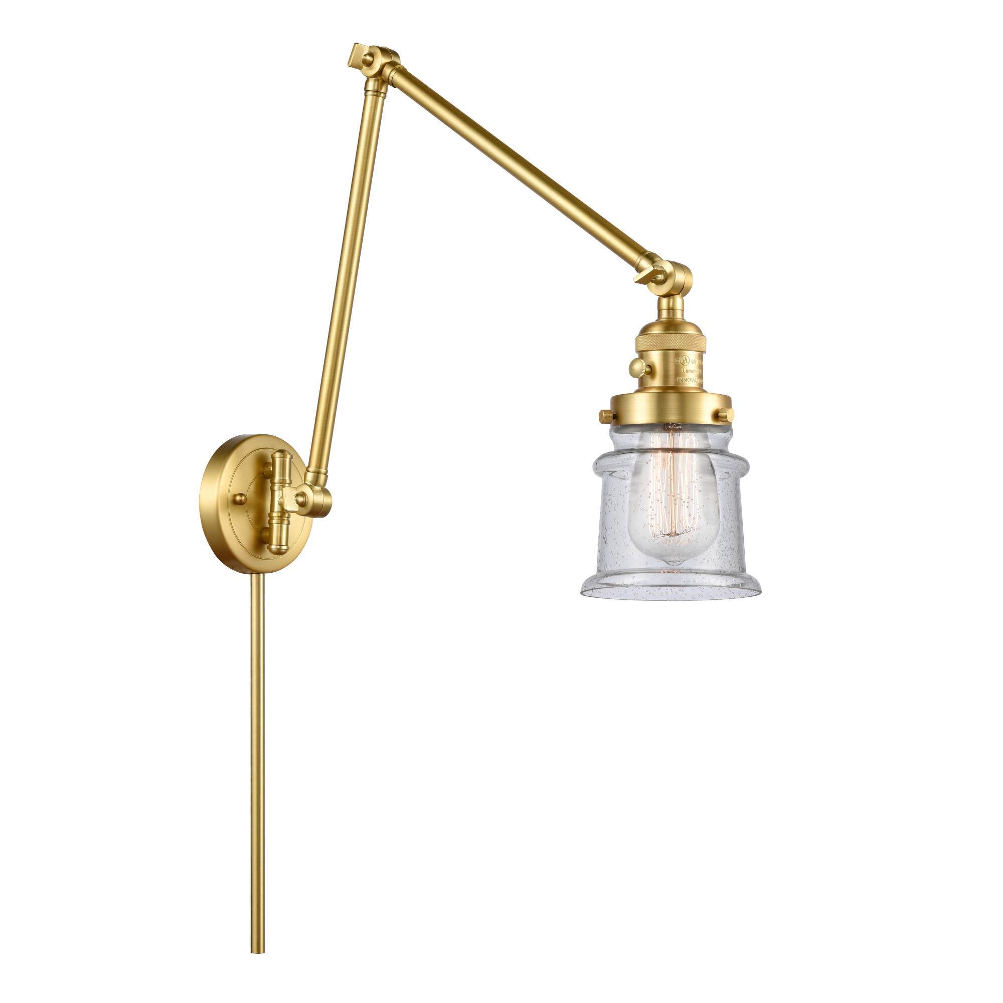 Shown in Satin Gold finish and Seedy Canton glass