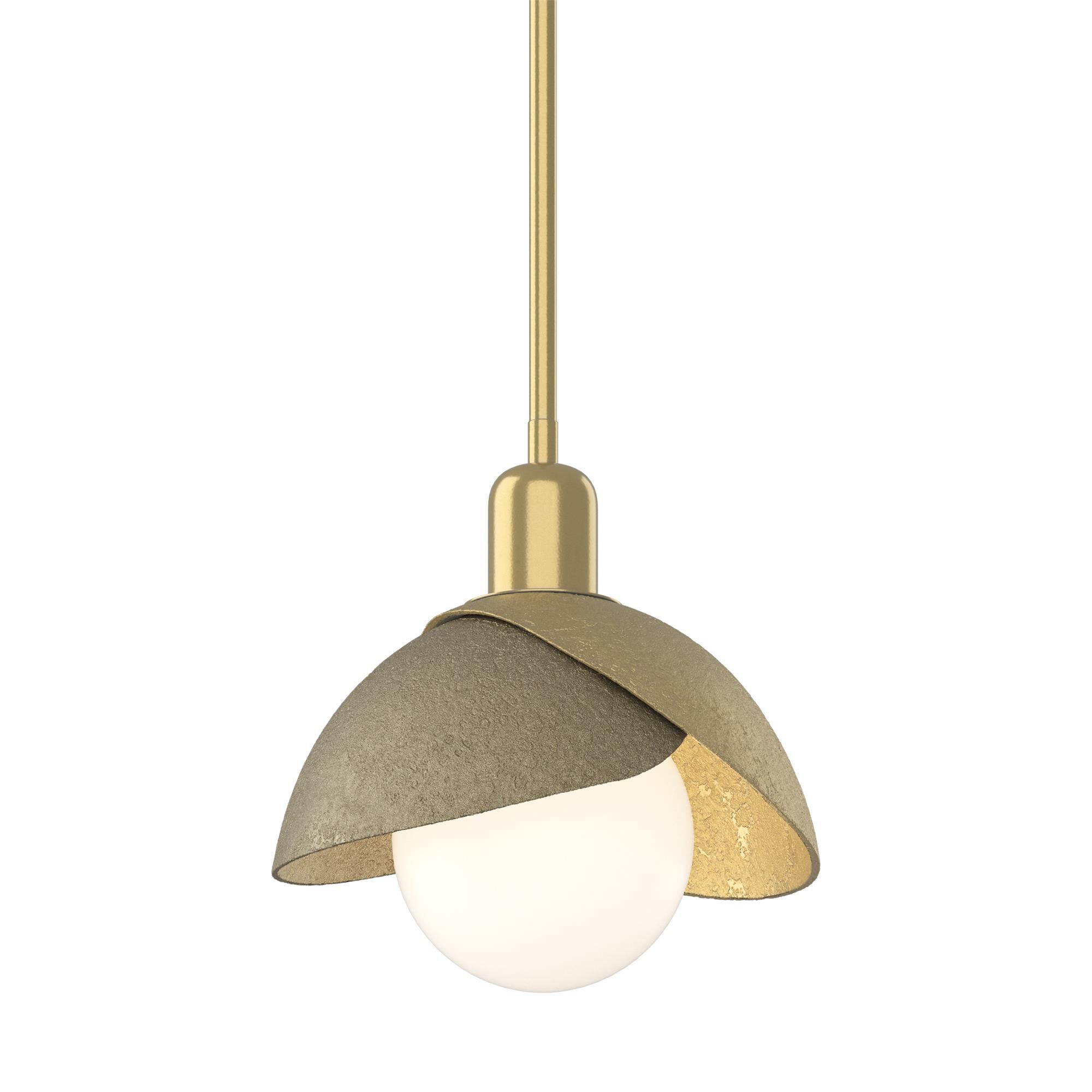 Shown in Modern Brass finish and White glass and White Glass shade