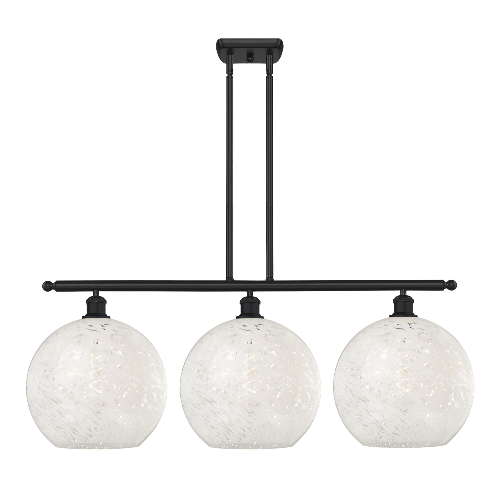 Shown in Matte Black finish and White Mouchette glass