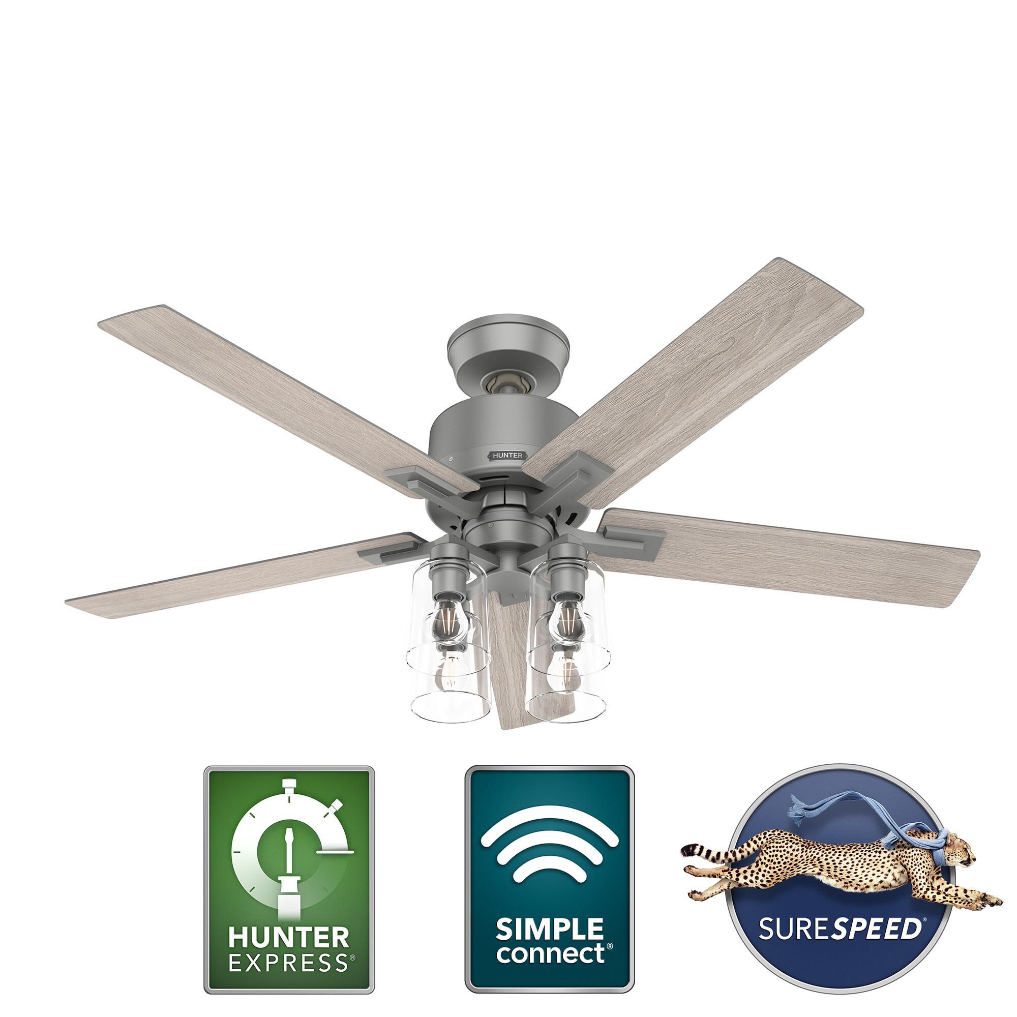 Techne 52 Inch Ceiling Fan with Light Kit by Hunter Fan