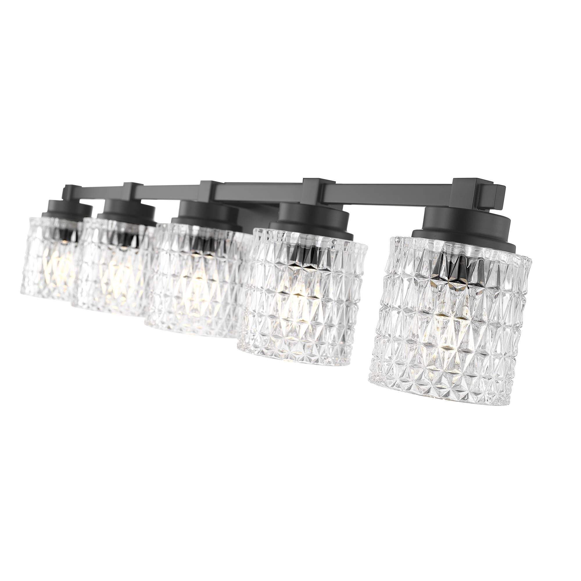 Shown in Matte Black finish and Clear Diamond glass