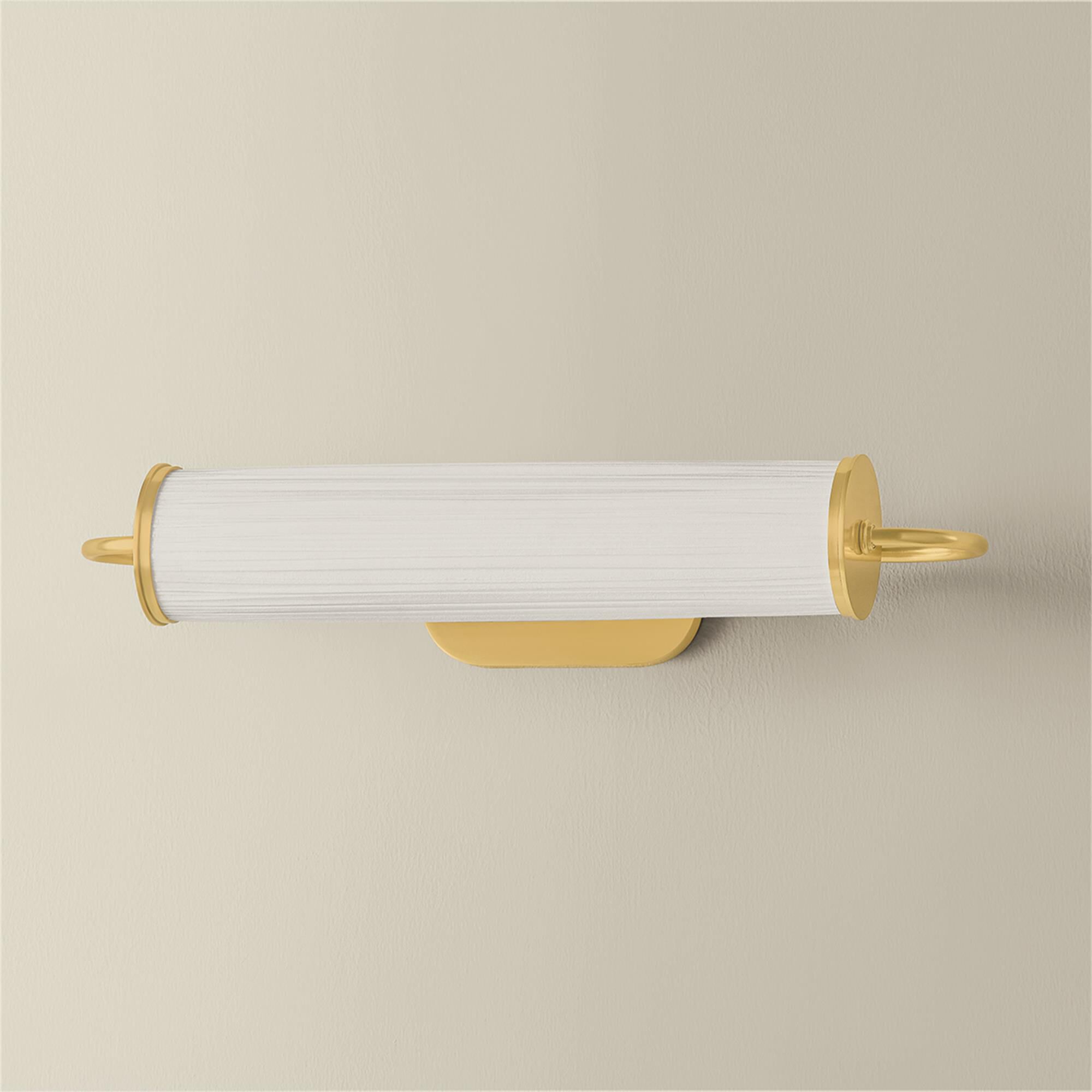 Shown in Aged Brass finish and Ivory Silk shade