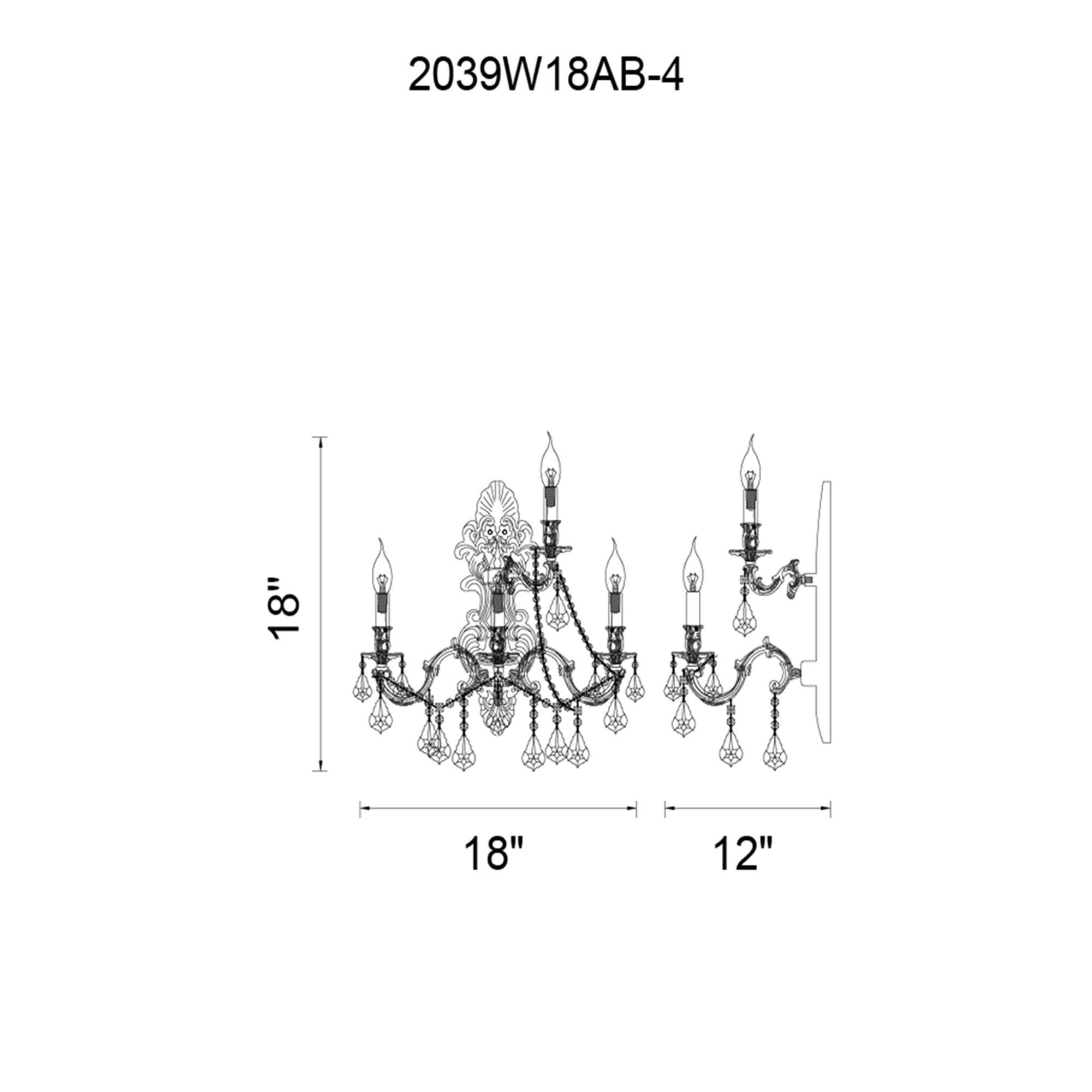 Shown in Antique Brass finish and K9 Clear crystal