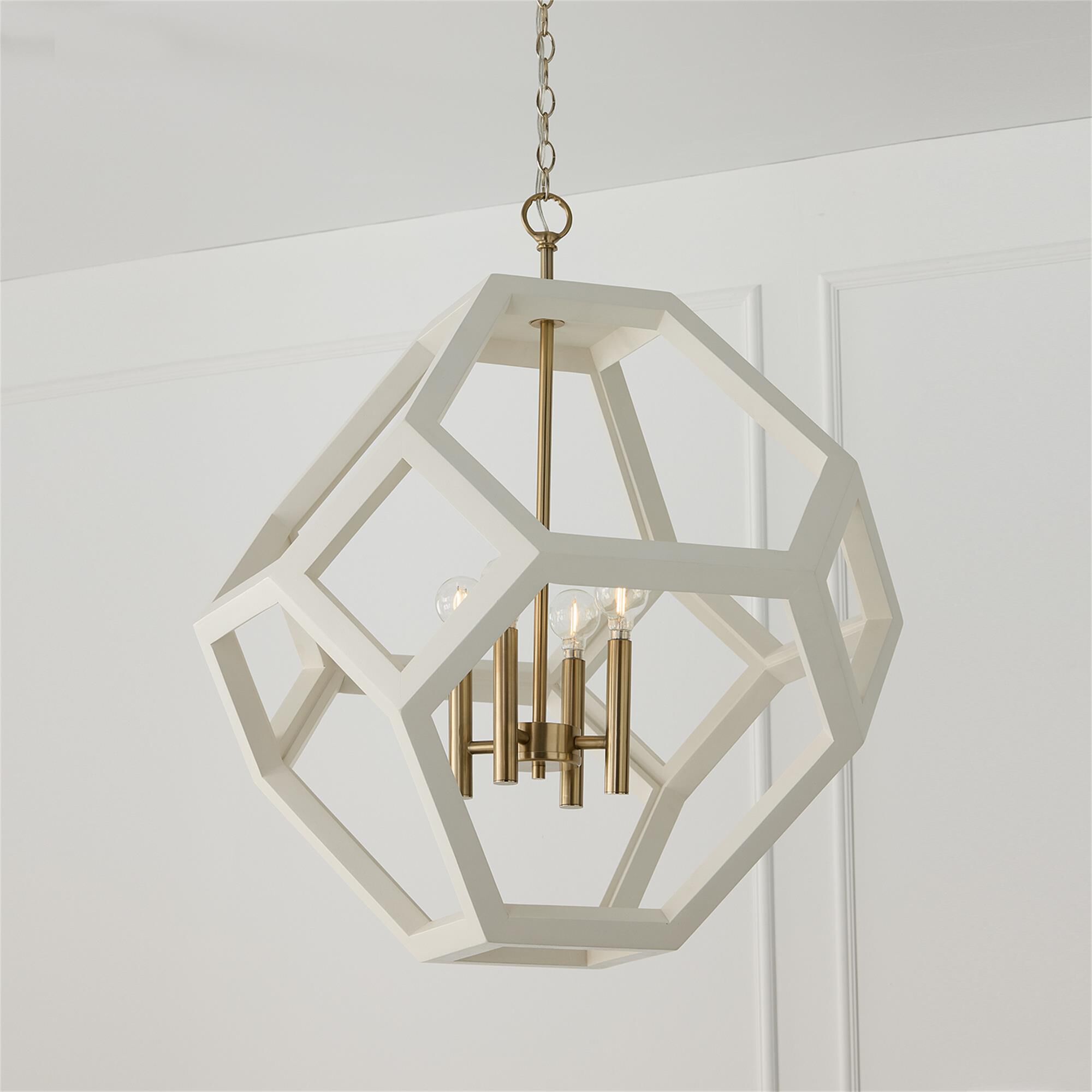 Shown in Flat White And Matte Brass finish