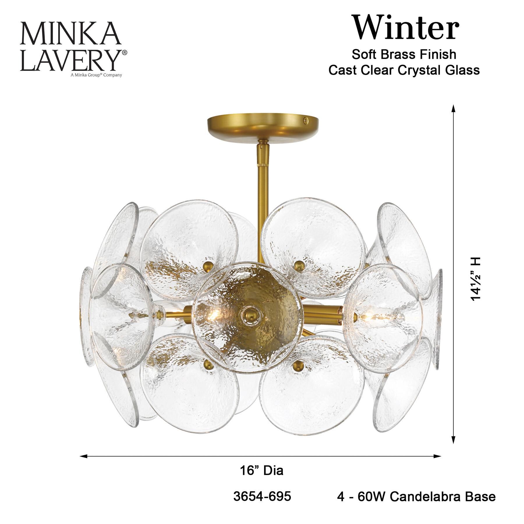 Shown in Soft Brass finish and Textured Clear Fluted glass