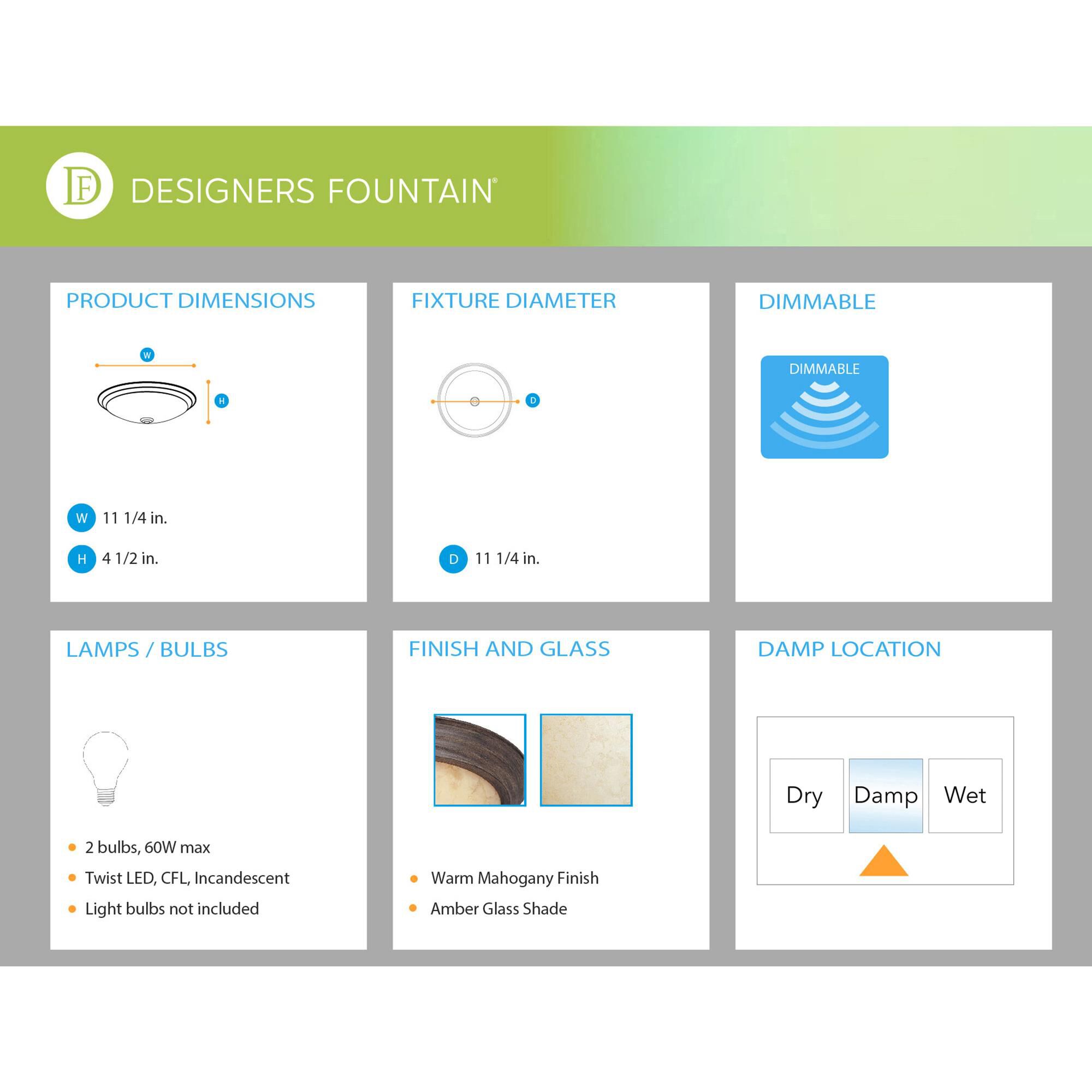 11 Inch 2 Light Flush Mount by Designers Fountain
