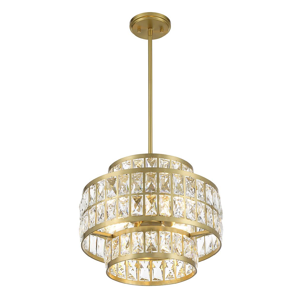 Shown in Warm Brass finish and Clear crystal