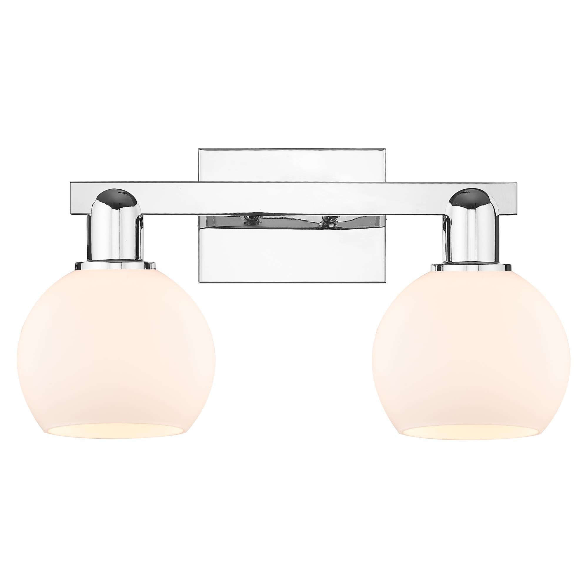 Shown in Polished Chrome finish and Matte White glass