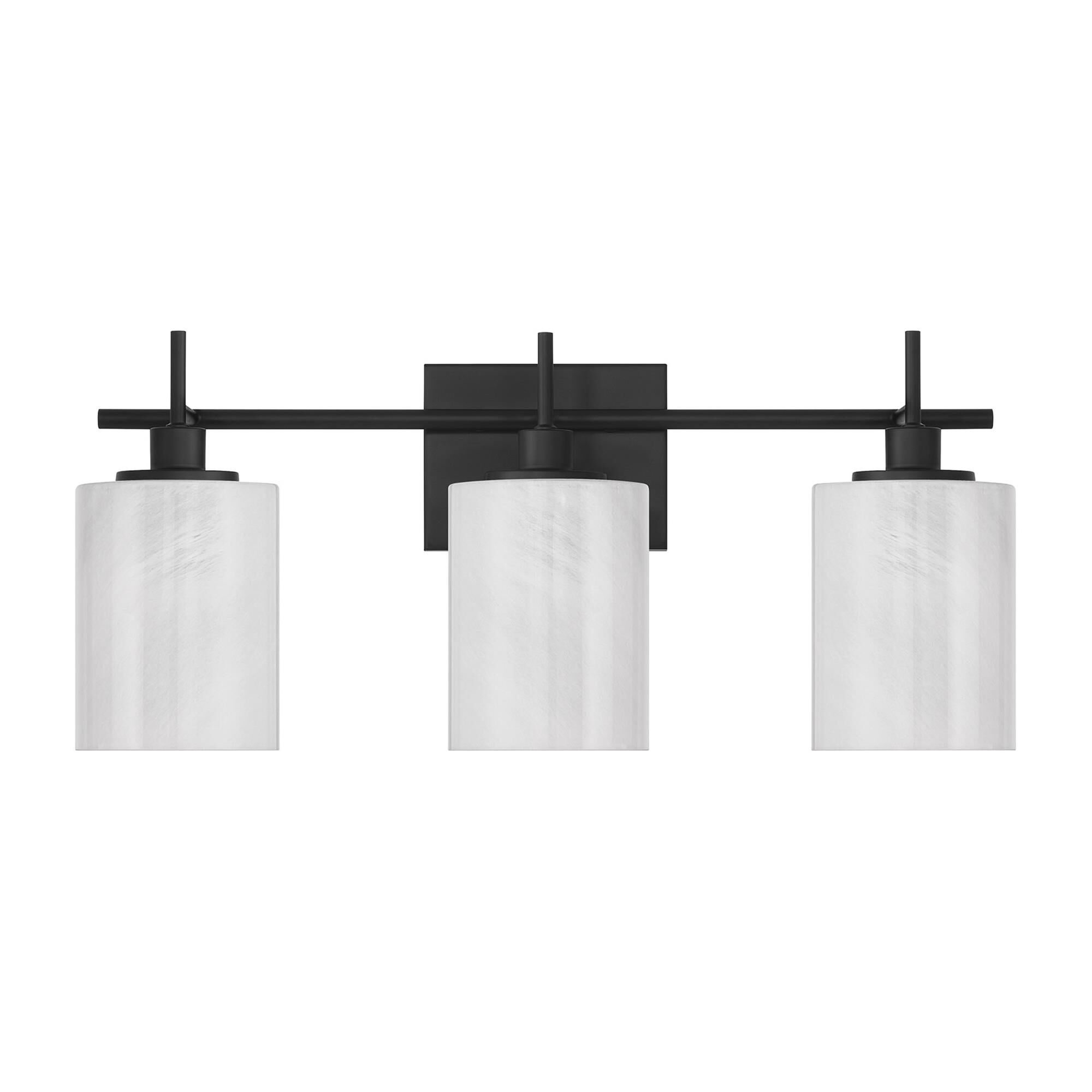 Shown in Matte Black finish and White Strie glass