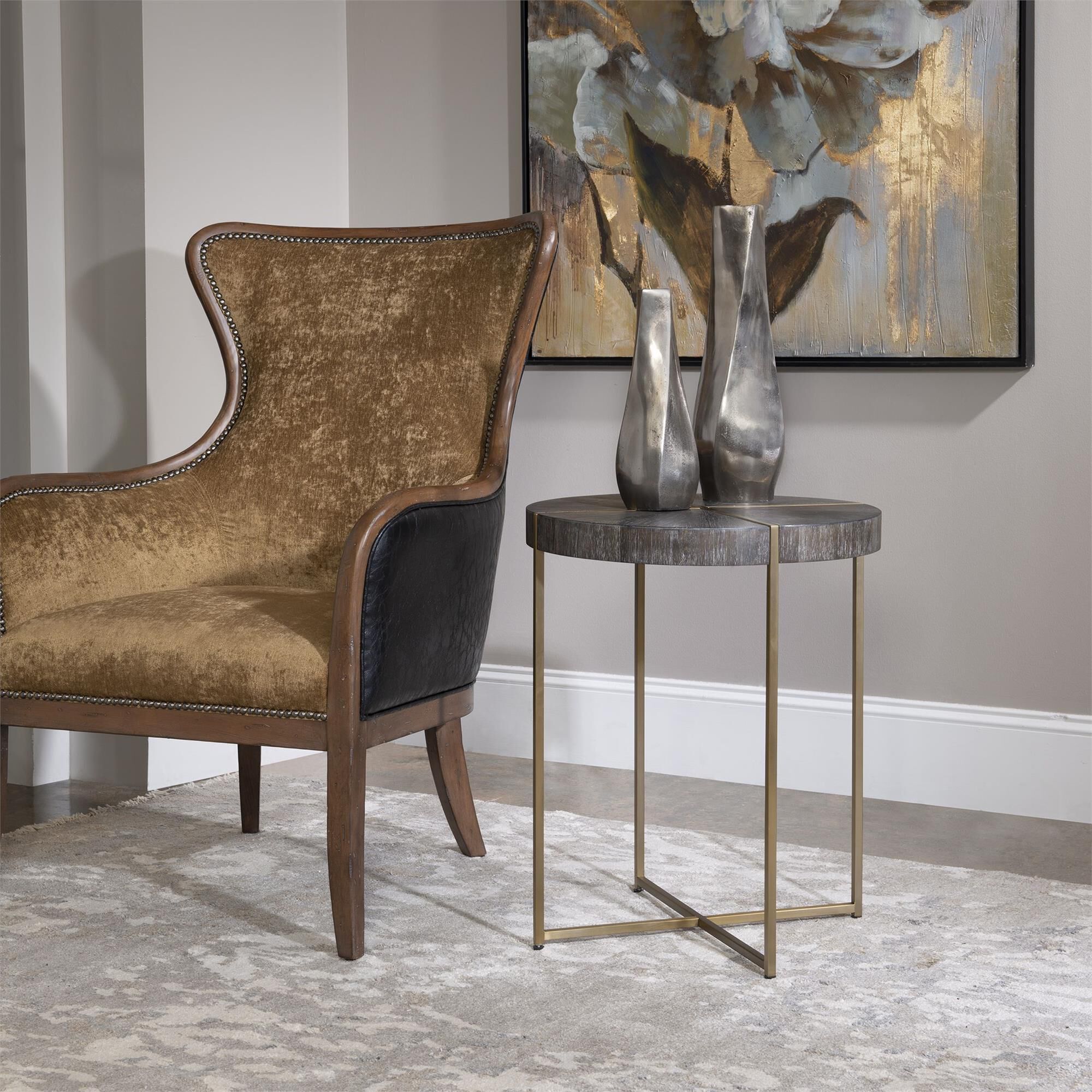 Shown in Contemporary In Style, This Accent Table Features A Stainless Steel Framework Finished In A Brushed  finish