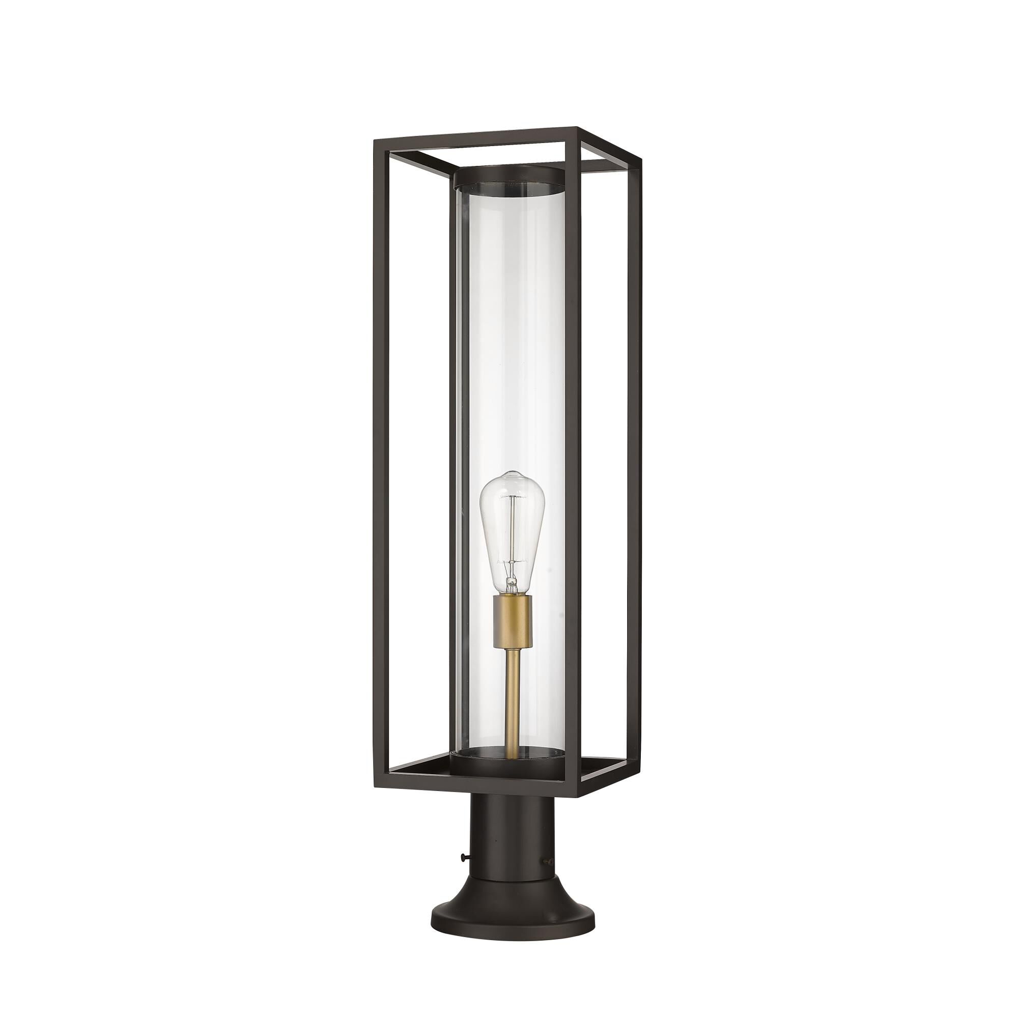 Shown in Deep Bronze + Outdoor Brass finish and Glass shade