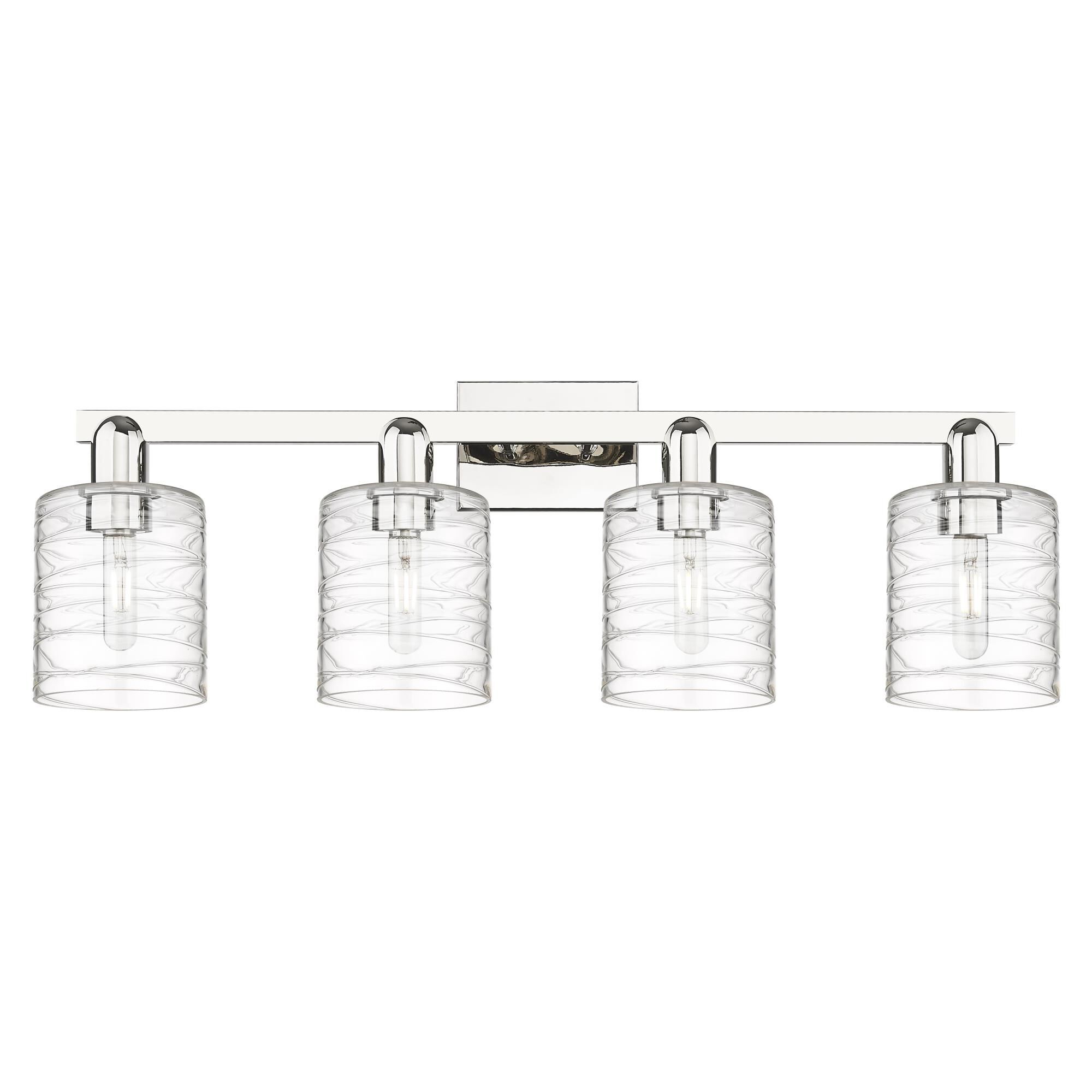 Shown in Polished Nickel finish and Deco Swirl glass