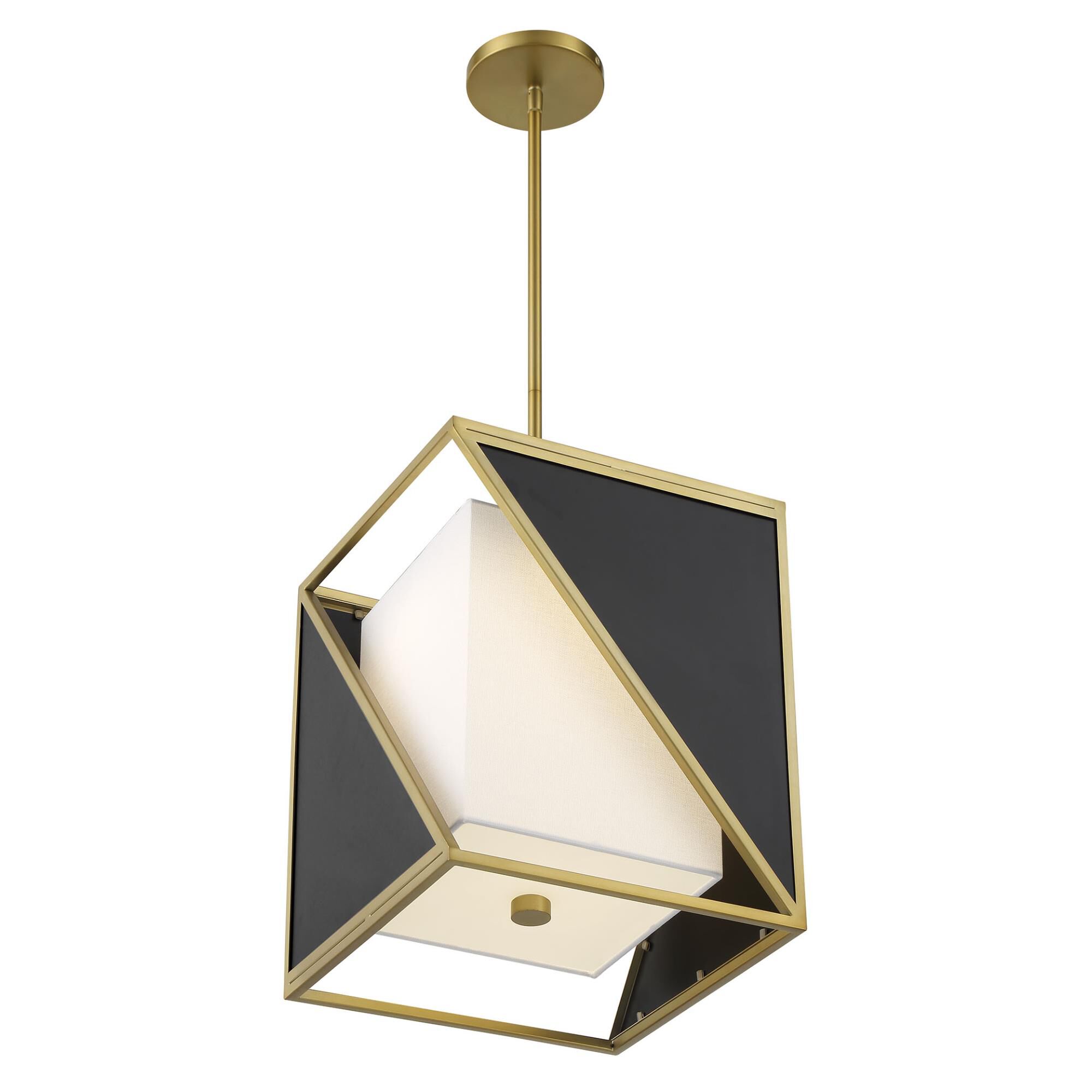 Shown in Coal and Soft Brass finish and White Linen shade