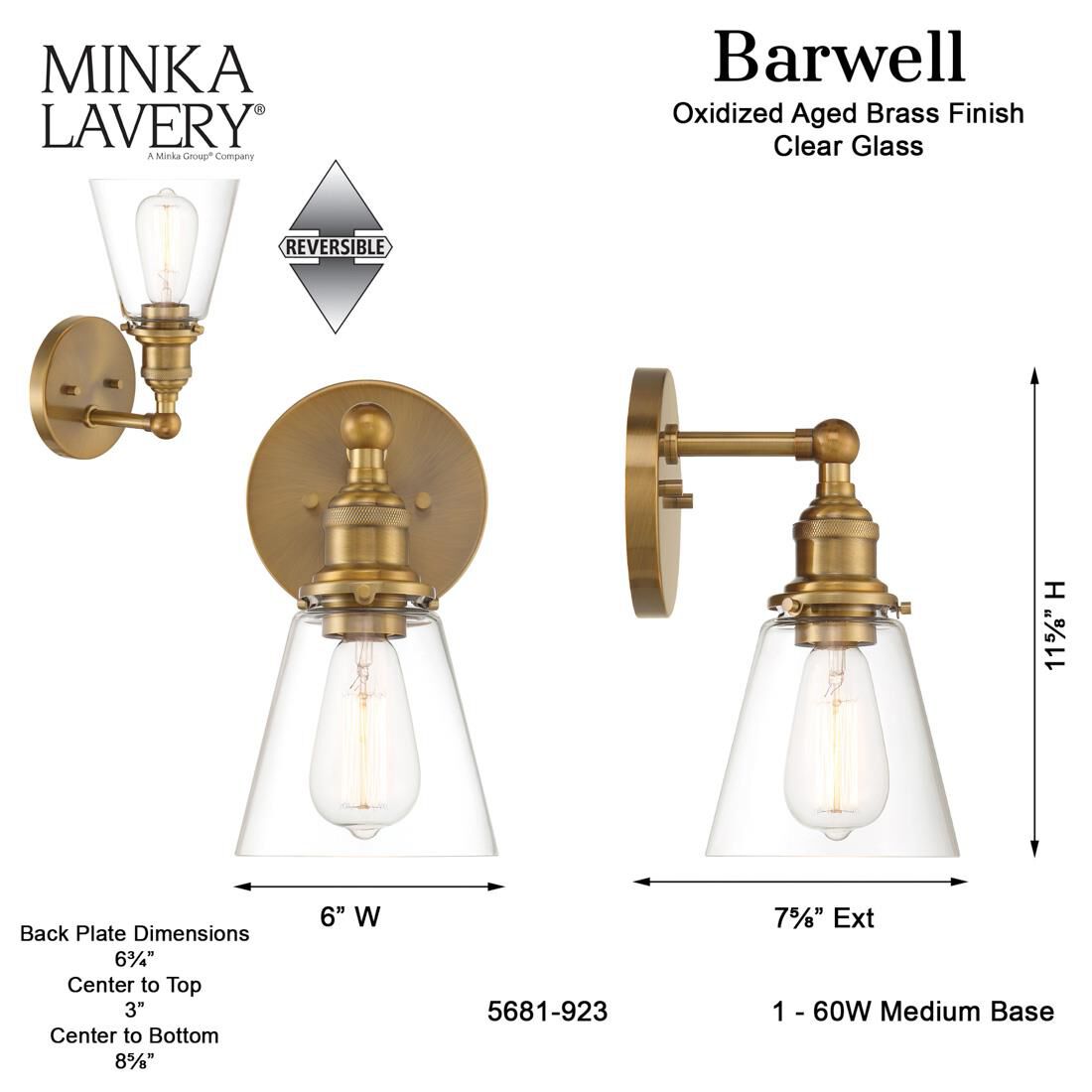 Barwell 6 Inch Wall Sconce by Minka Lavery