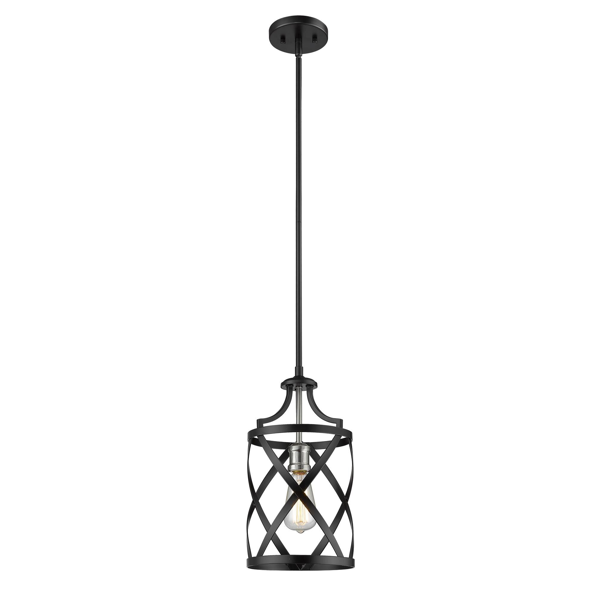 Shown in Matte Black + Brushed Nickel finish and --- glass and --- shade