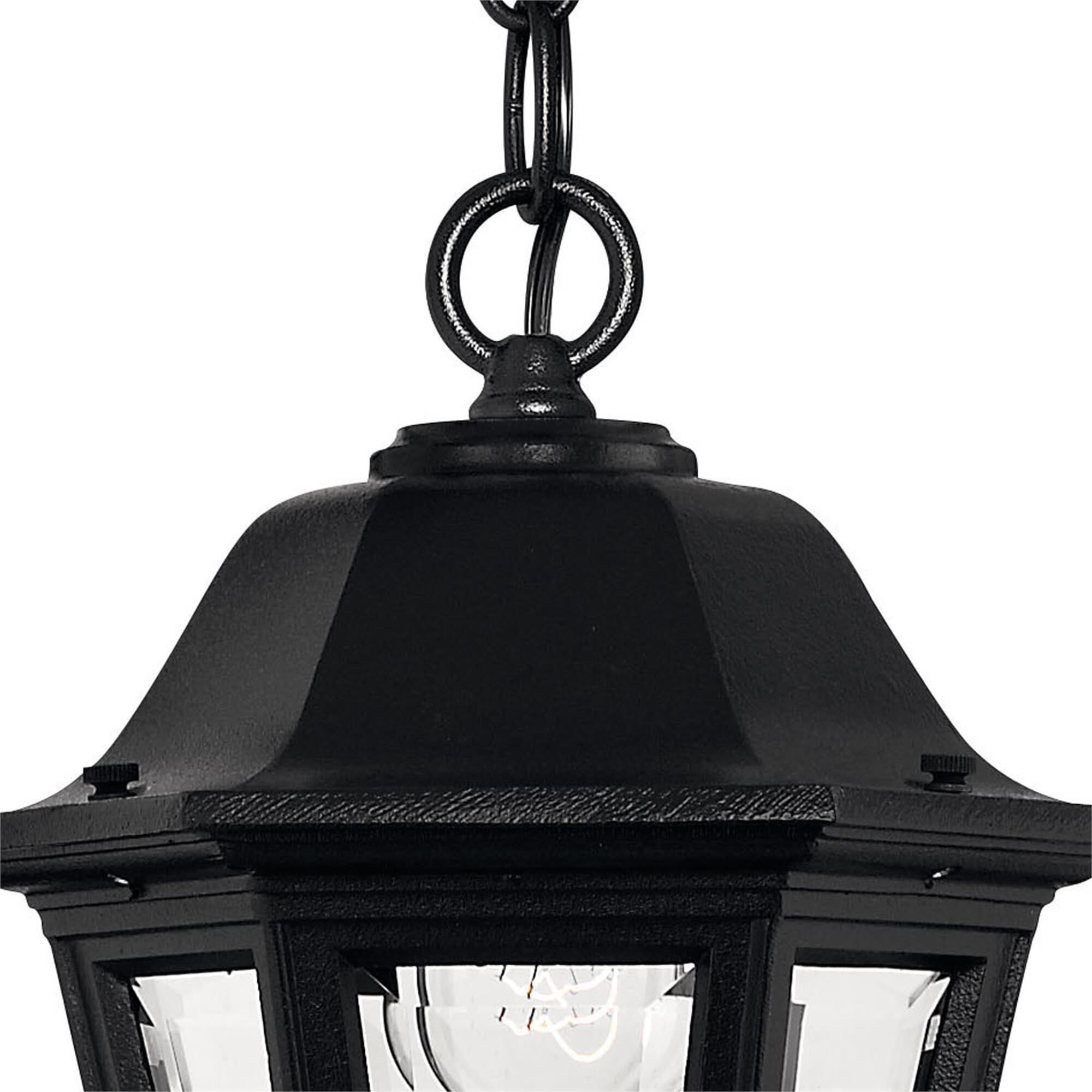 Shown in Black finish and Clear Beveled Panels glass