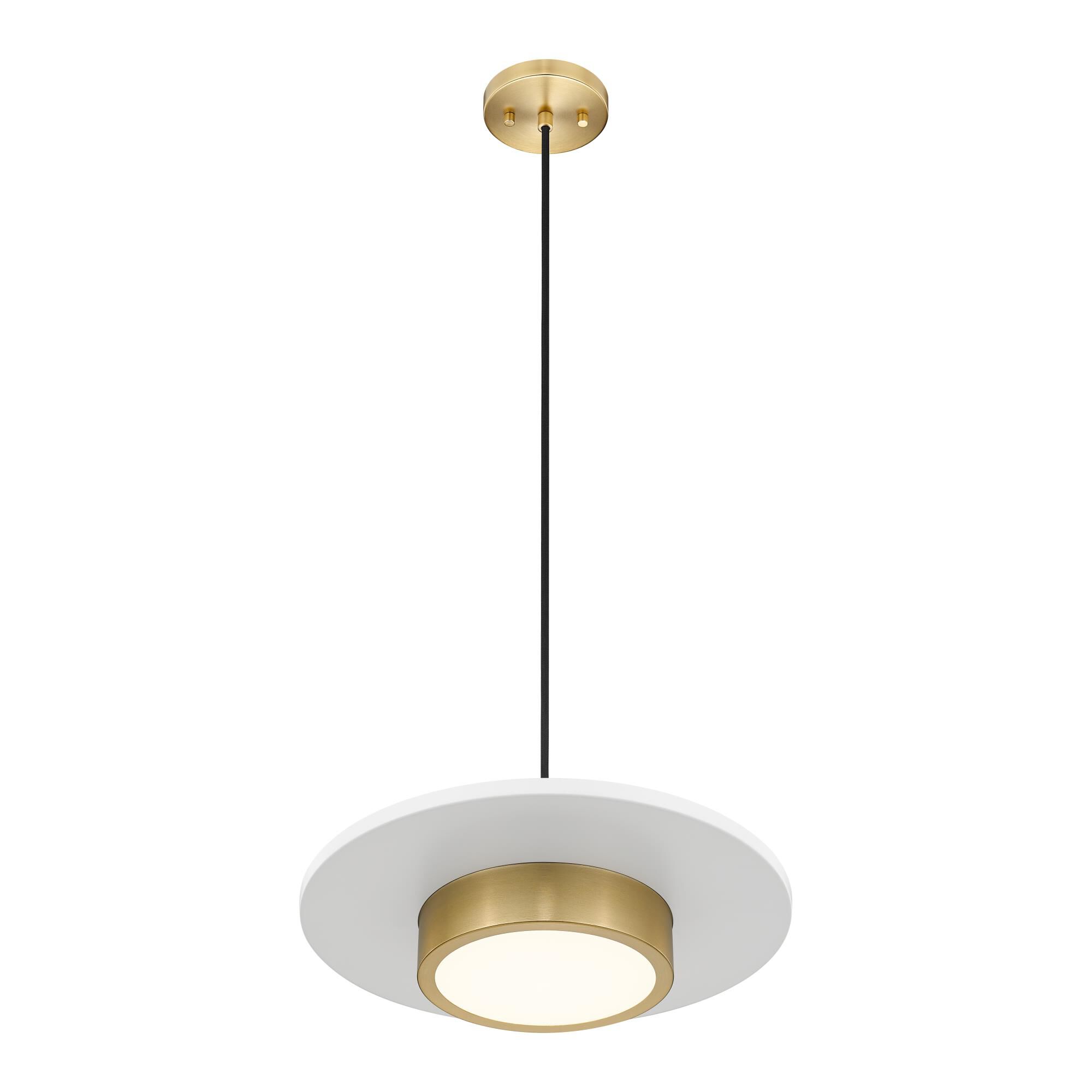 Shown in Matte White and Modern Gold finish and Frosted glass