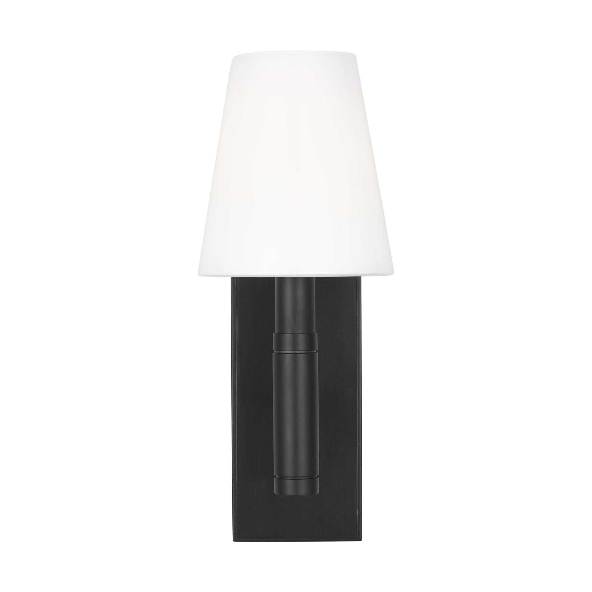 Shown in Aged Iron finish and Milk glass