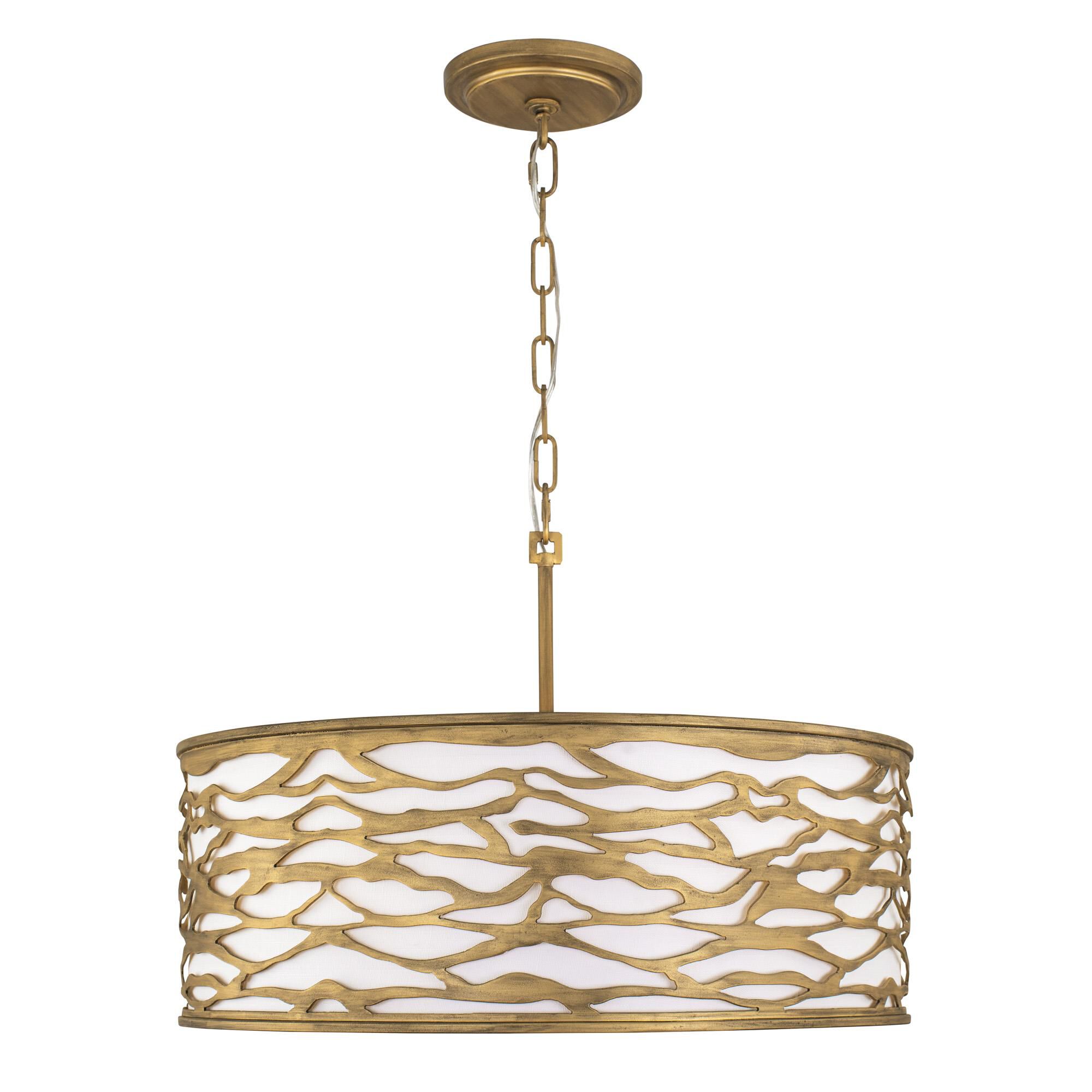Shown in Gold finish and Bone Linen shade