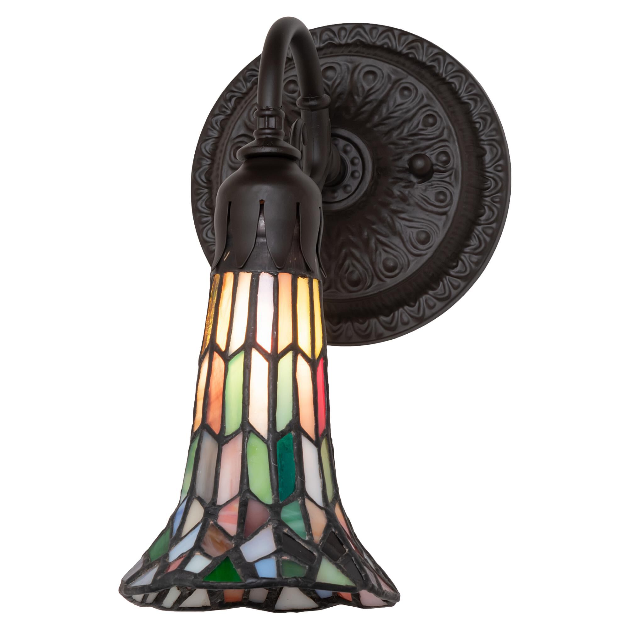 Shown in Oil Rubbed Bronze finish and Ruby;Green;Blue;White glass