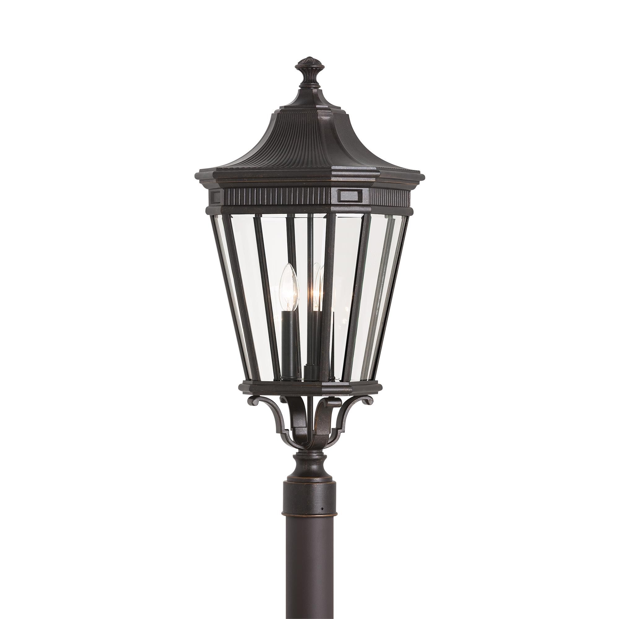 Shown in Grecian Bronze finish and Clear Beveled Panels glass