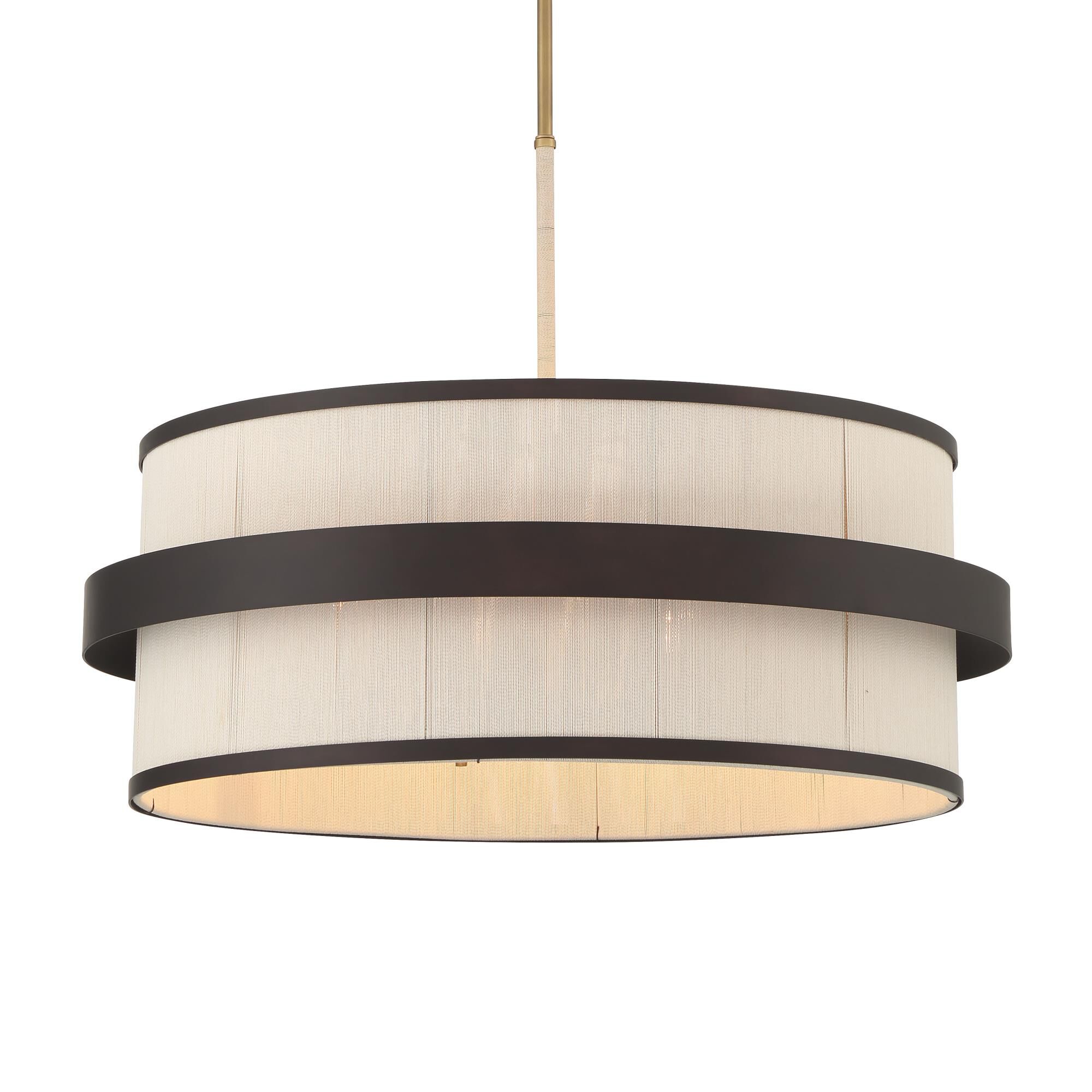 Shown in Legacy Brass (Painted) & Dark finish and Tan glass and Pure Cotton Thread shade
