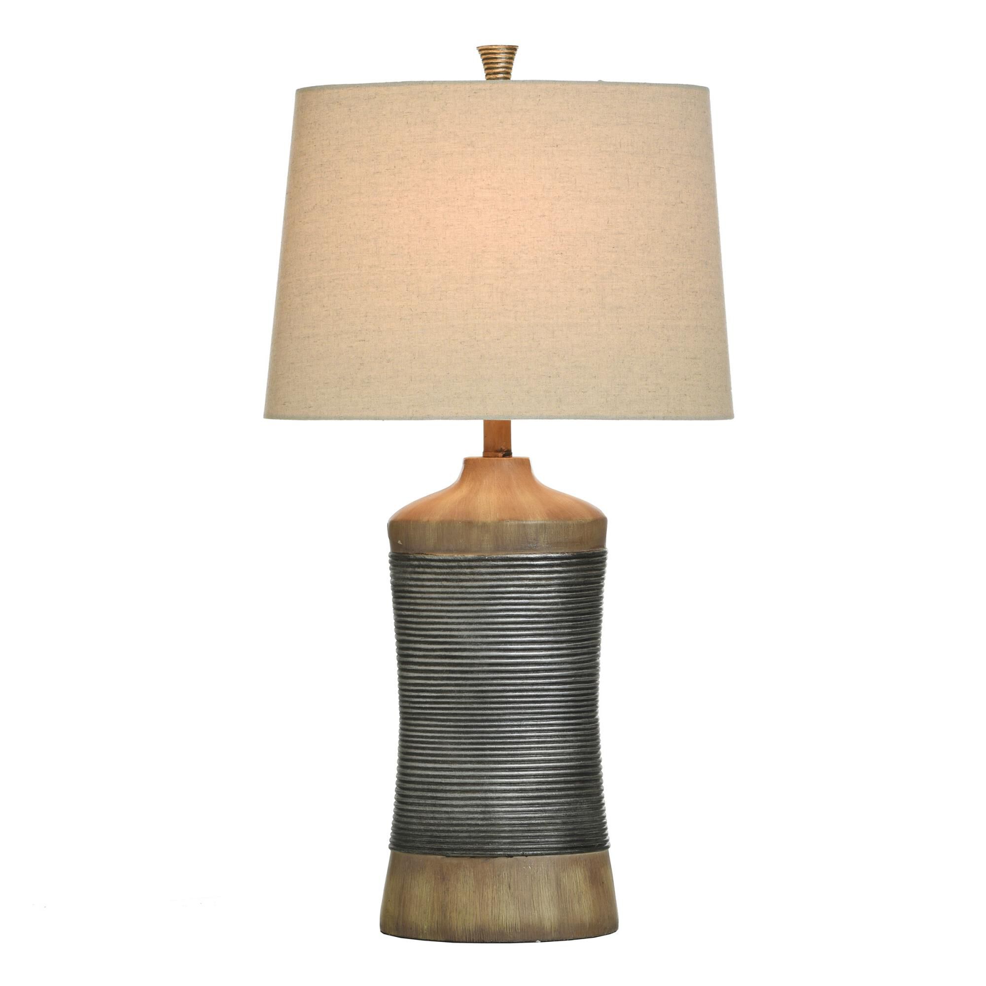 Shown in Light Brown and Gray finish and Natural Polyester-Linen Blend shade