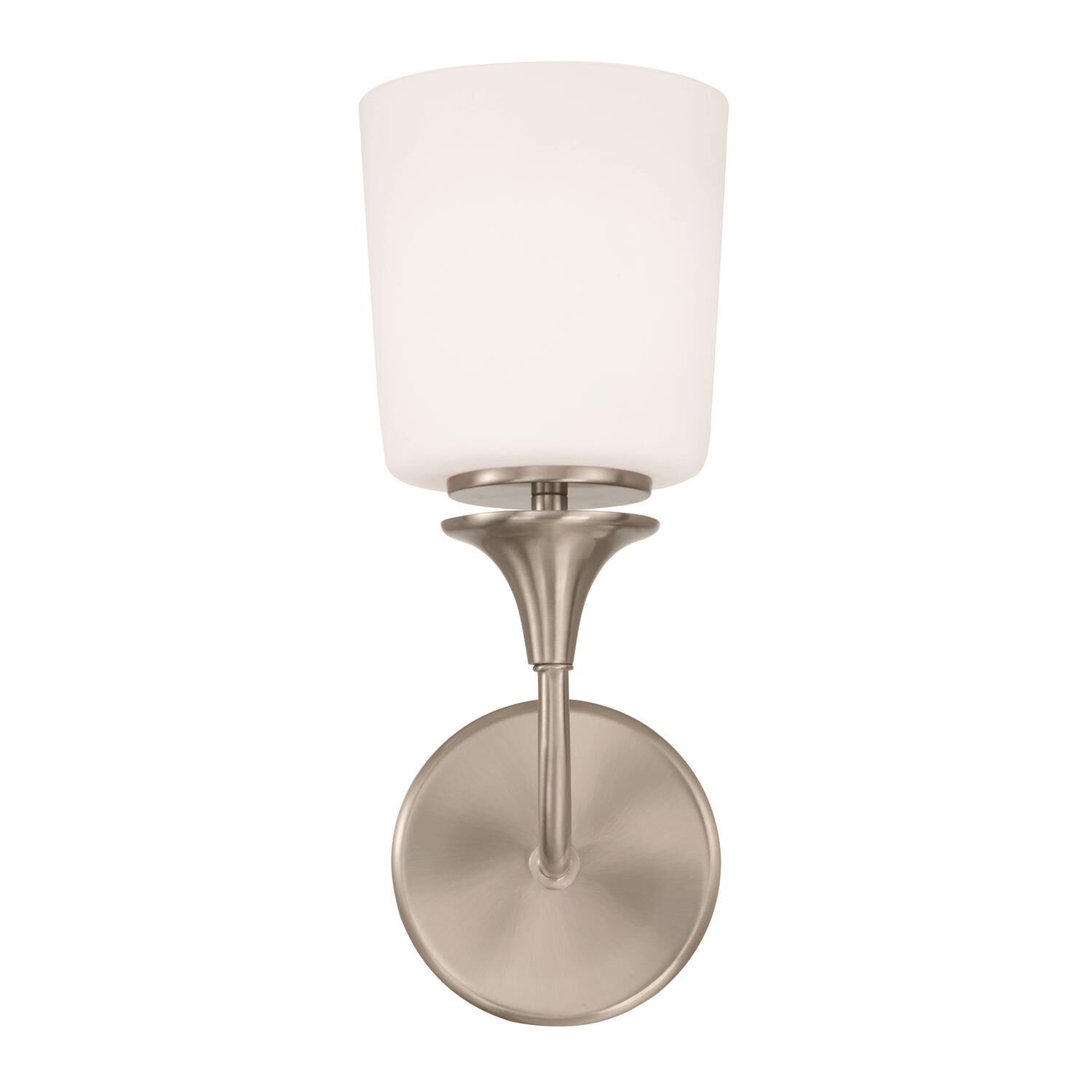 Shown in Brushed and Satin Nickel finish and Soft White glass