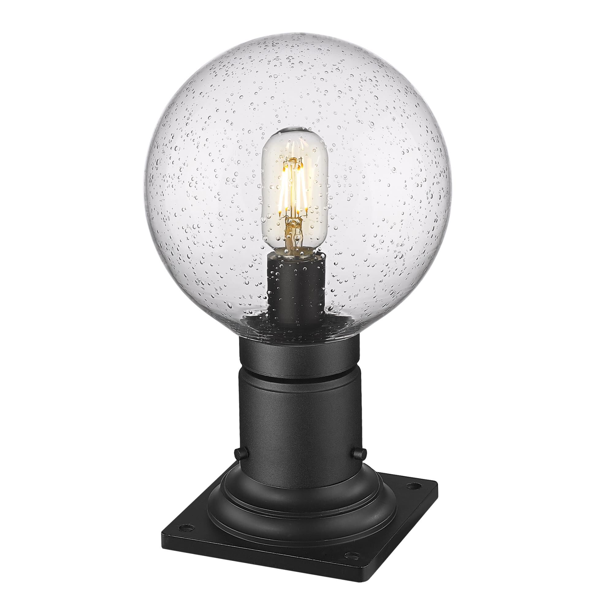 Shown in Matte Black finish and Clear Seedy glass