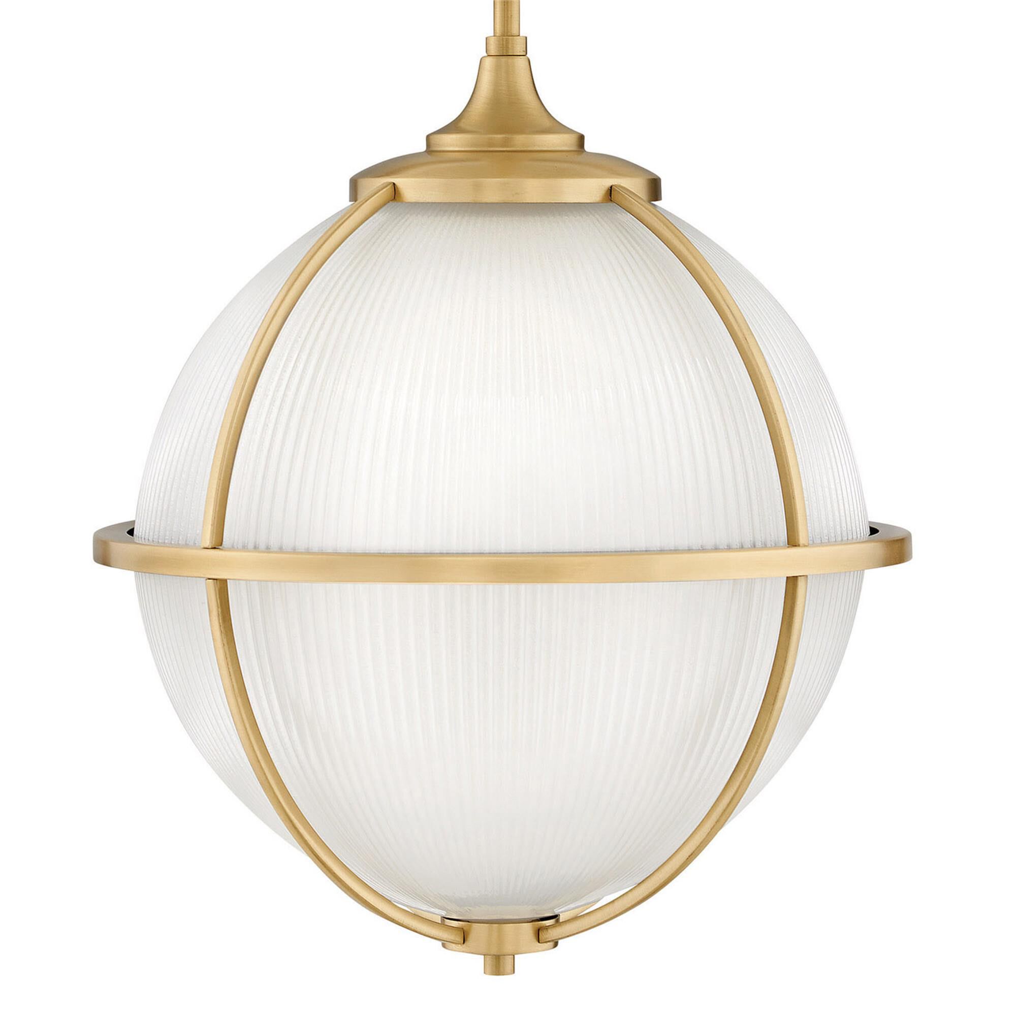 Shown in Satin Brass finish and Etched Inside Holophane glass