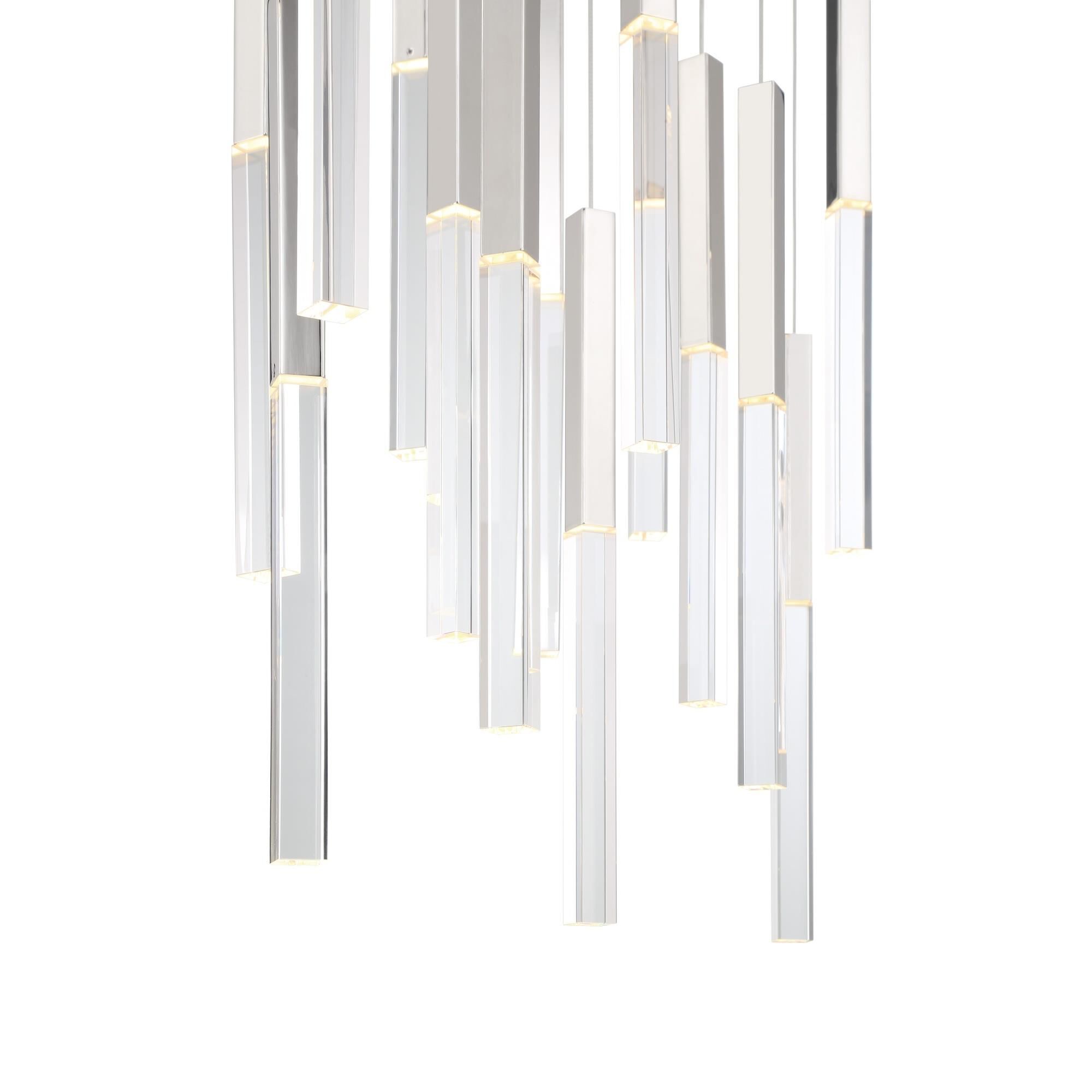 Shown in Nickel finish and Clear Crystal glass