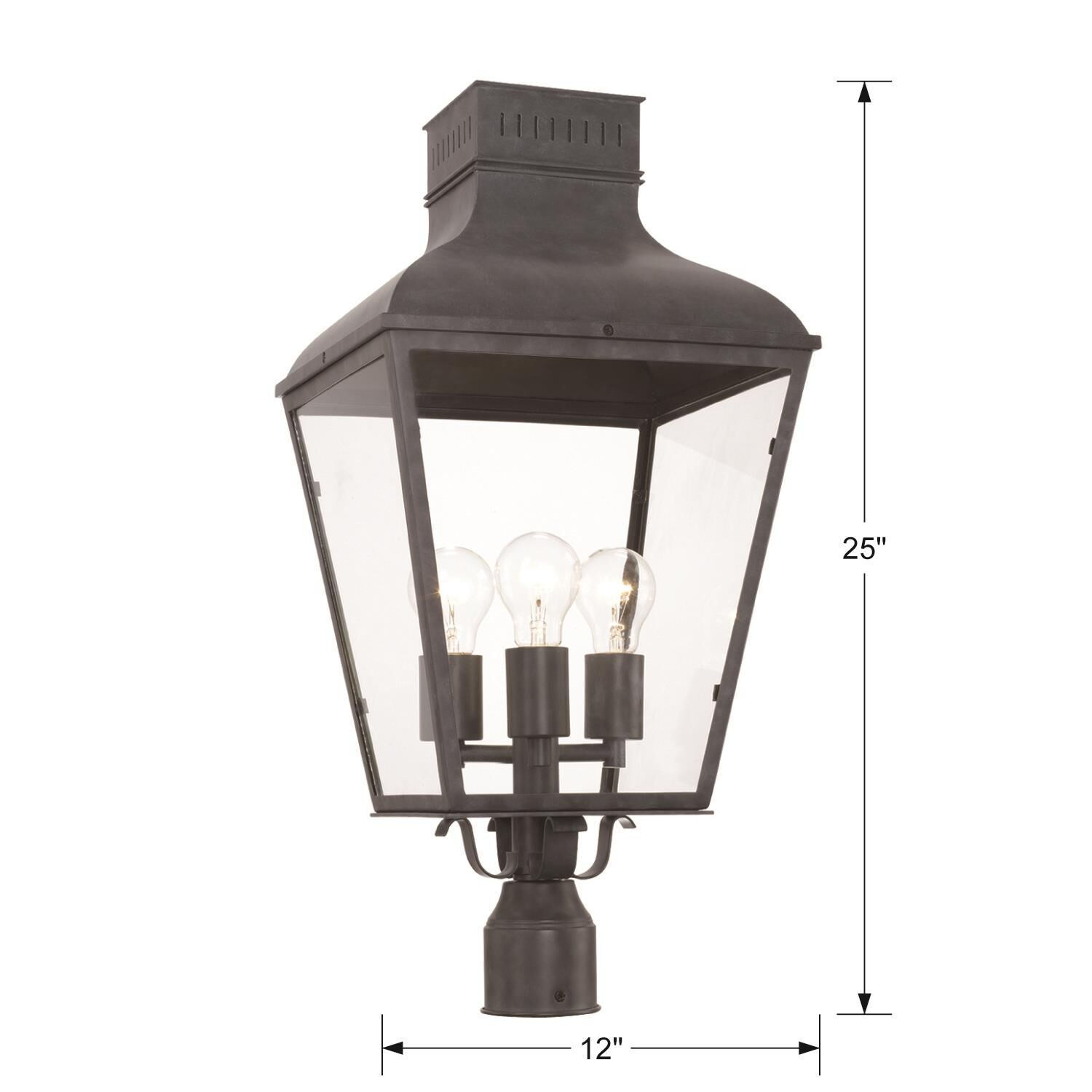 Dumont 25 Inch Tall 3 Light Outdoor Post Lamp by Crystorama